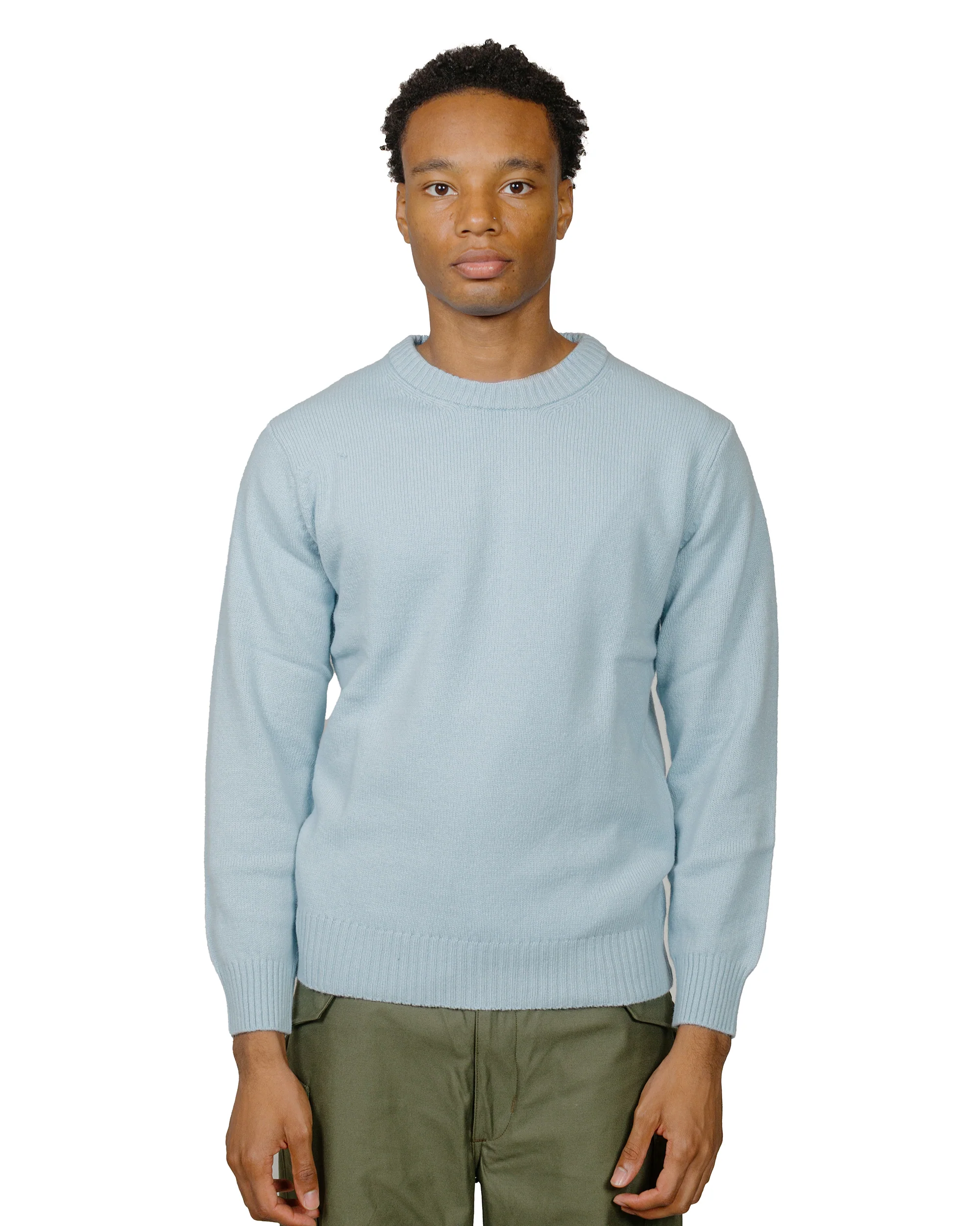 The Real McCoy's MC21114 Wool Crewneck Sweater Light Blue - Image 2