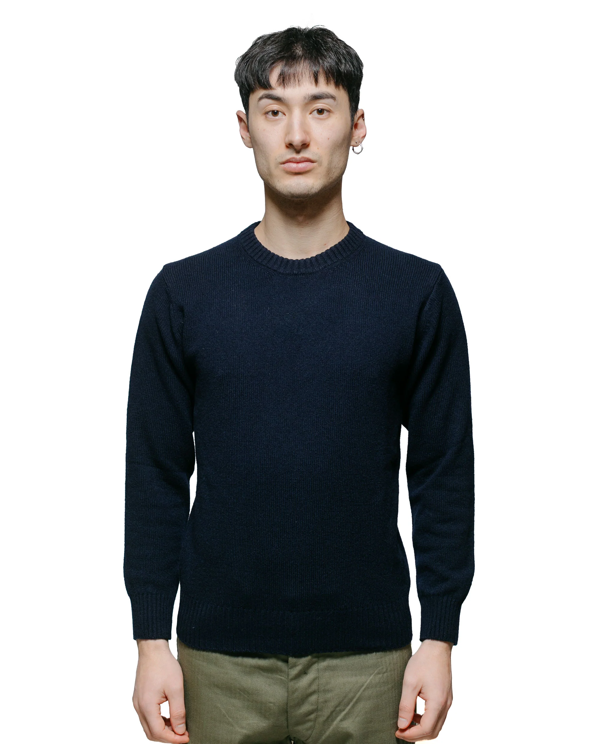 The Real McCoy's MC21114 Wool Crewneck Sweater Navy - Image 2