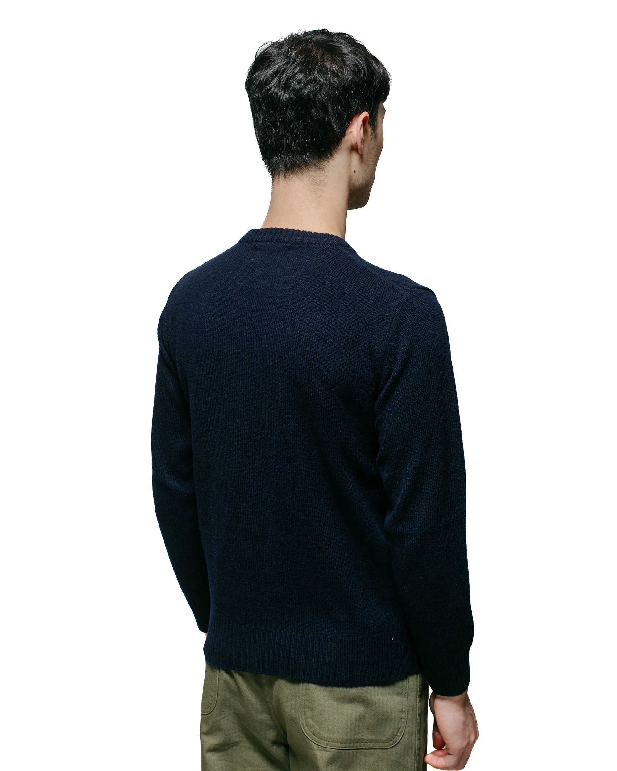 The Real McCoy's MC21114 Wool Crewneck Sweater Navy - Image 3