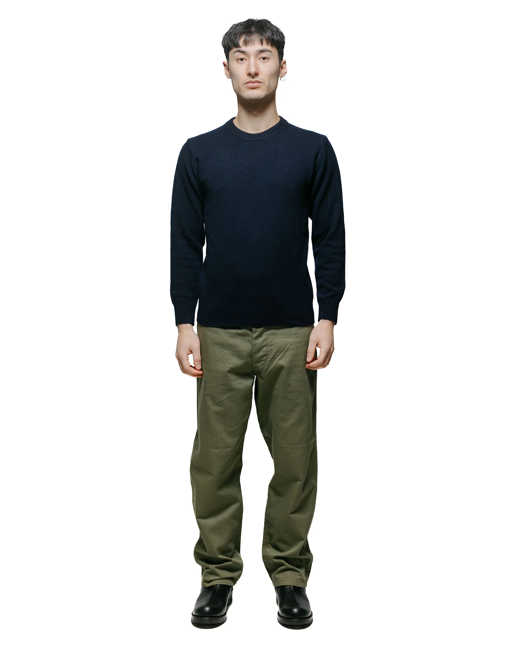 The Real McCoy's MC21114 Wool Crewneck Sweater Navy - Image 4