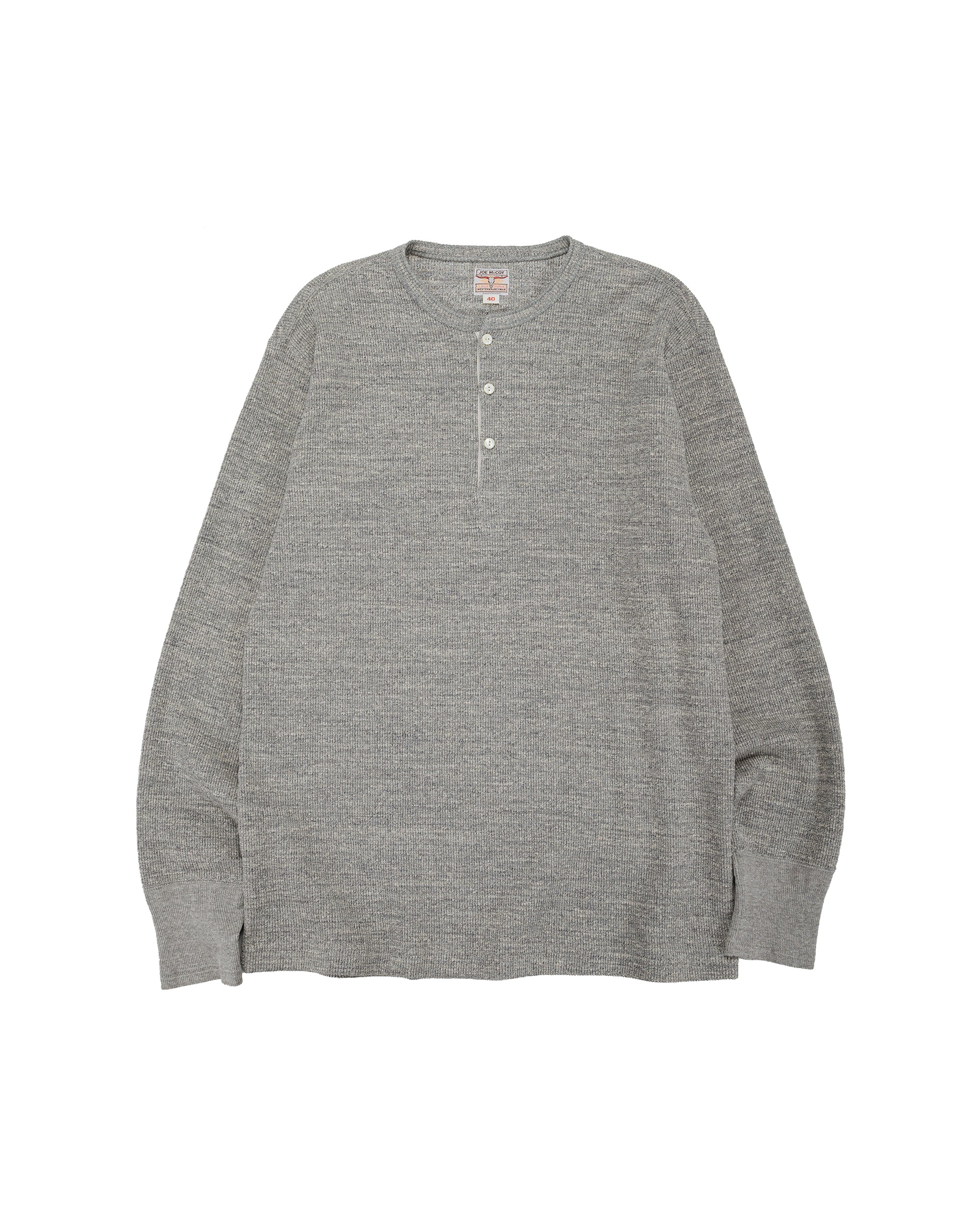 The Real McCoy's MC22120 Western Cardigan Stitch Henley Shirt Gray