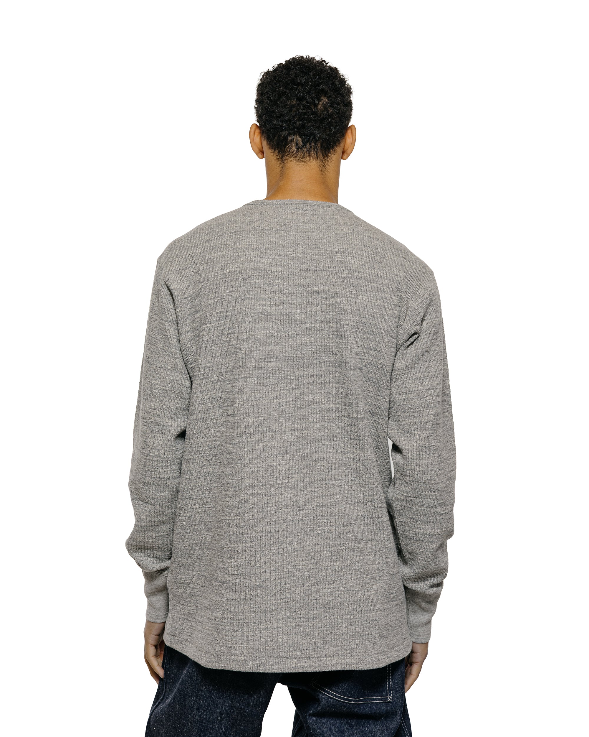 The Real McCoy's MC22120 Western Cardigan Stitch Henley Shirt Gray - Image 3