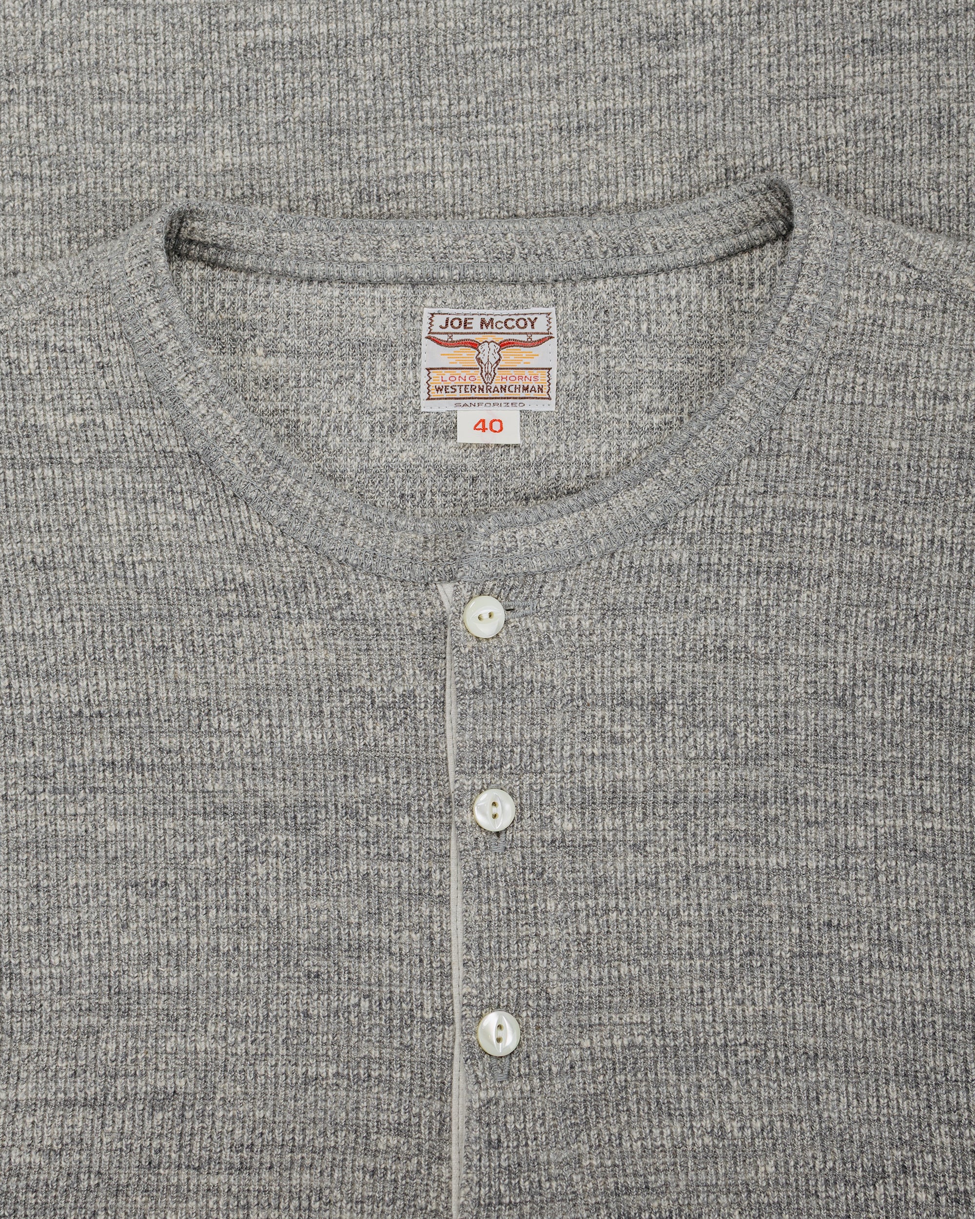 The Real McCoy's MC22120 Western Cardigan Stitch Henley Shirt Gray - Image 5