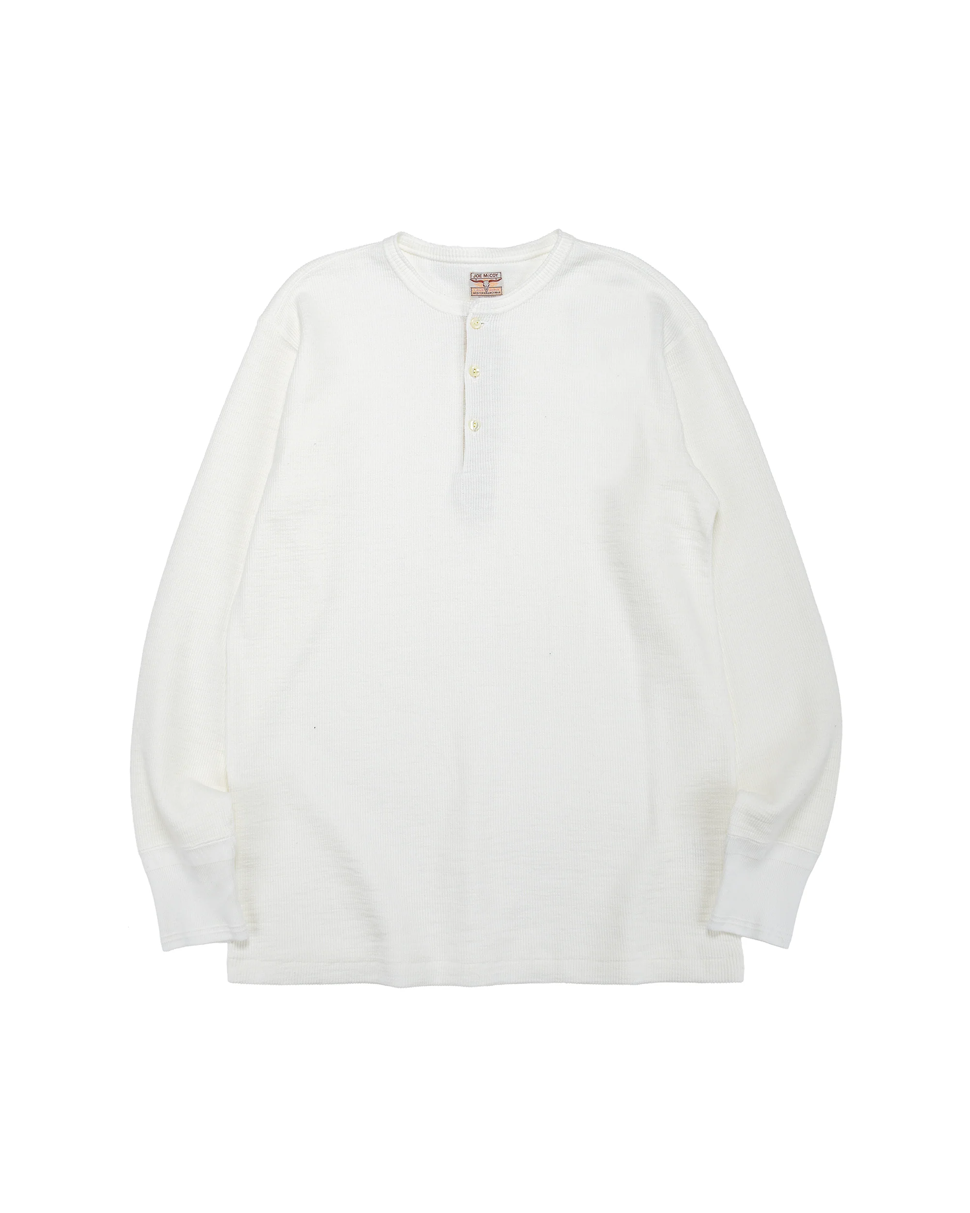 The Real McCoy's MC22120 Western Cardigan Stitch Henley Shirt White