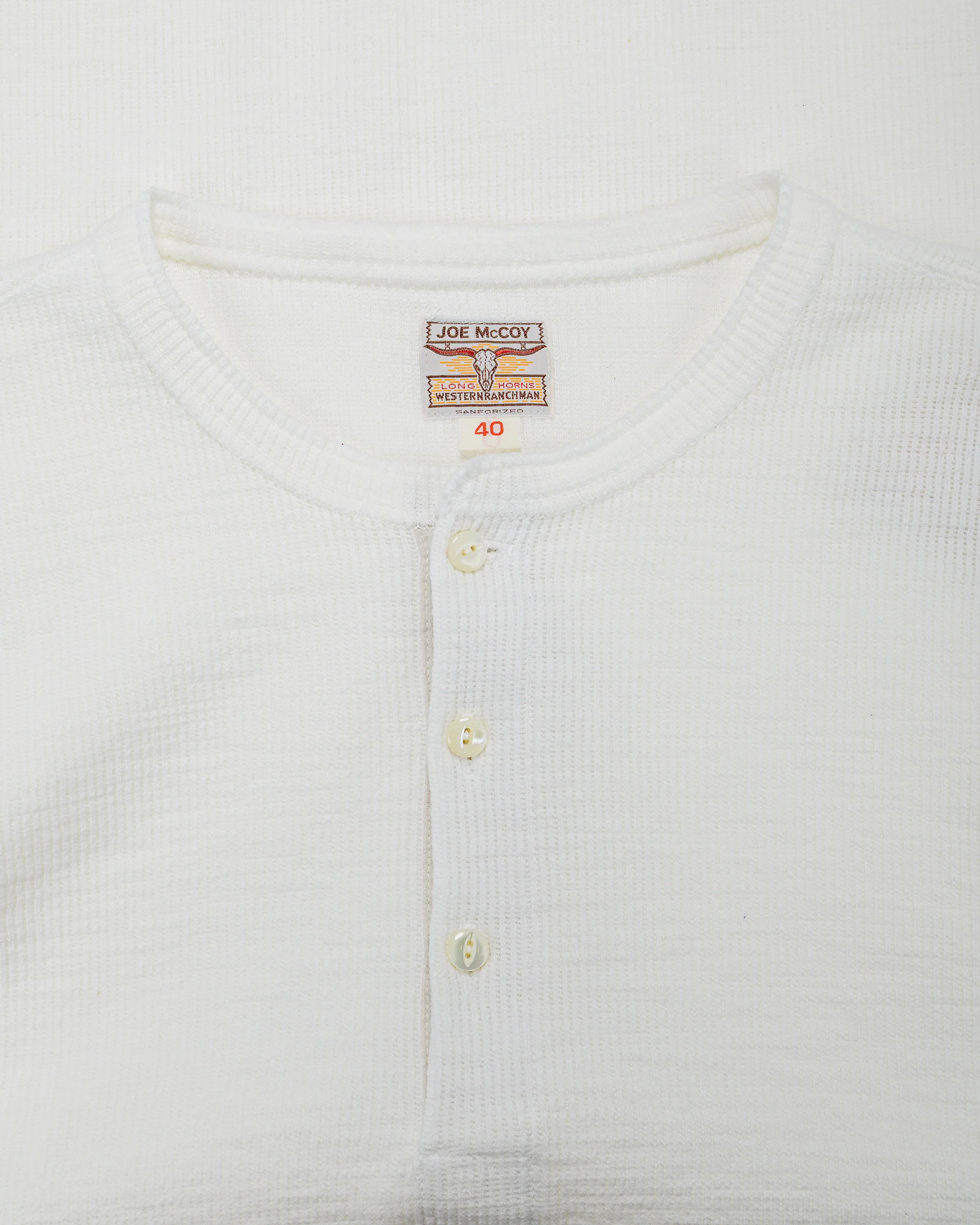 The Real McCoy's MC22120 Western Cardigan Stitch Henley Shirt White - Image 4