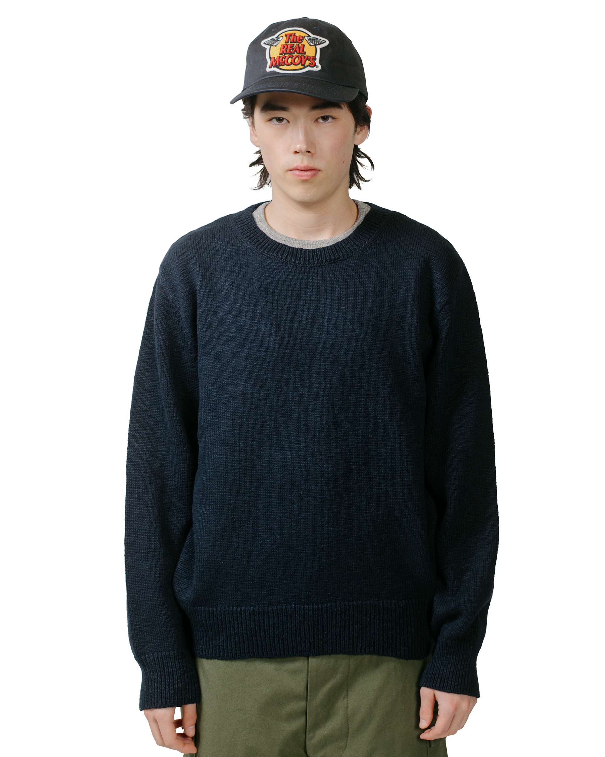 The Real McCoy's MC23014 Cotton Crewneck Sweater Ink Blue - Image 2