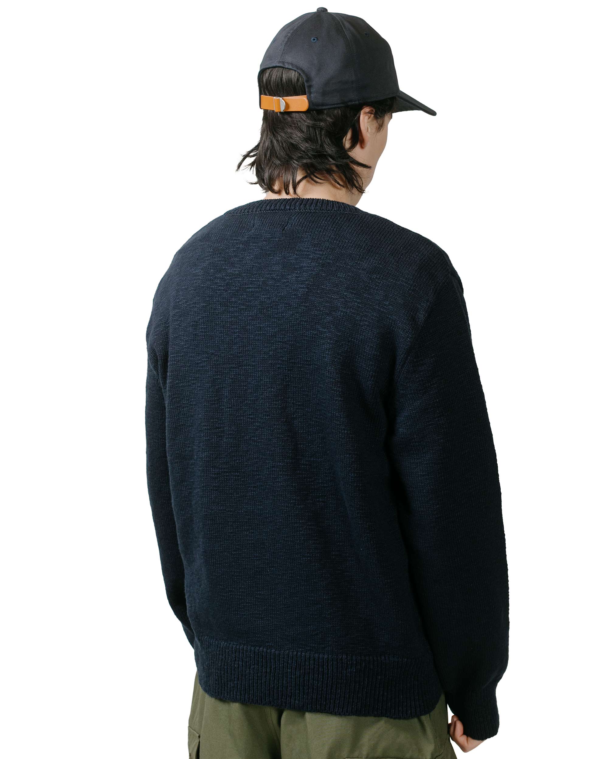 The Real McCoy's MC23014 Cotton Crewneck Sweater Ink Blue - Image 3
