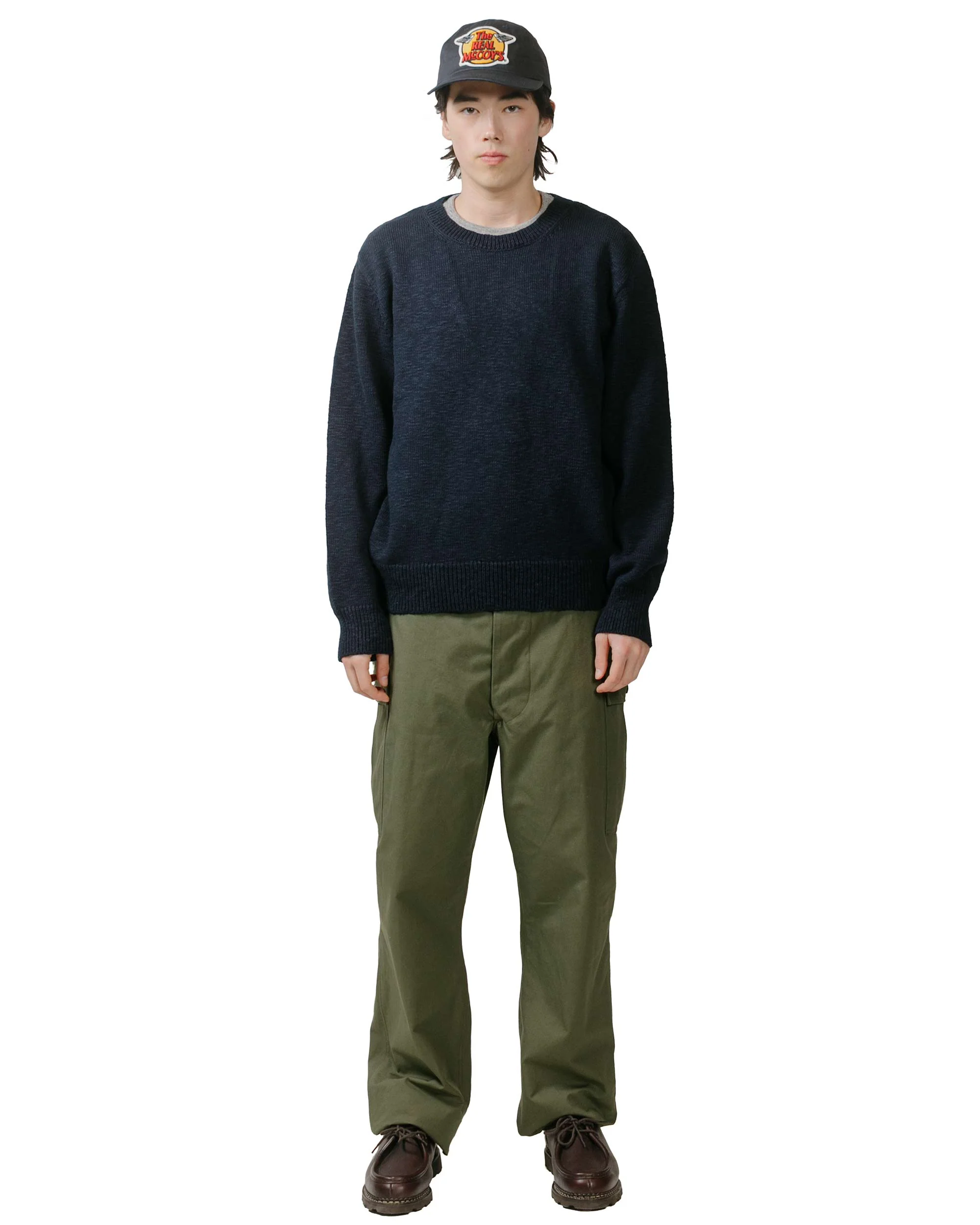 The Real McCoy's MC23014 Cotton Crewneck Sweater Ink Blue - Image 4