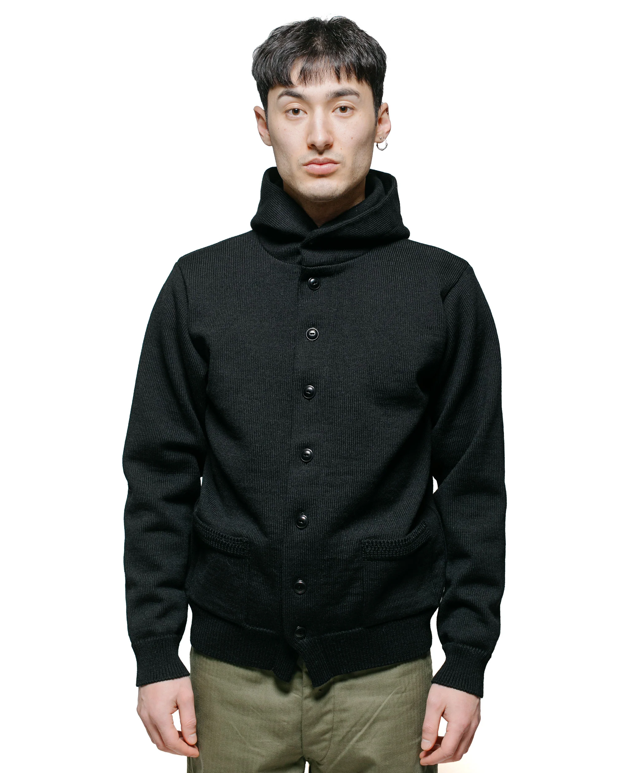 The Real McCoy's MC23107 30s Hooded Knit Sweater Black - Image 2