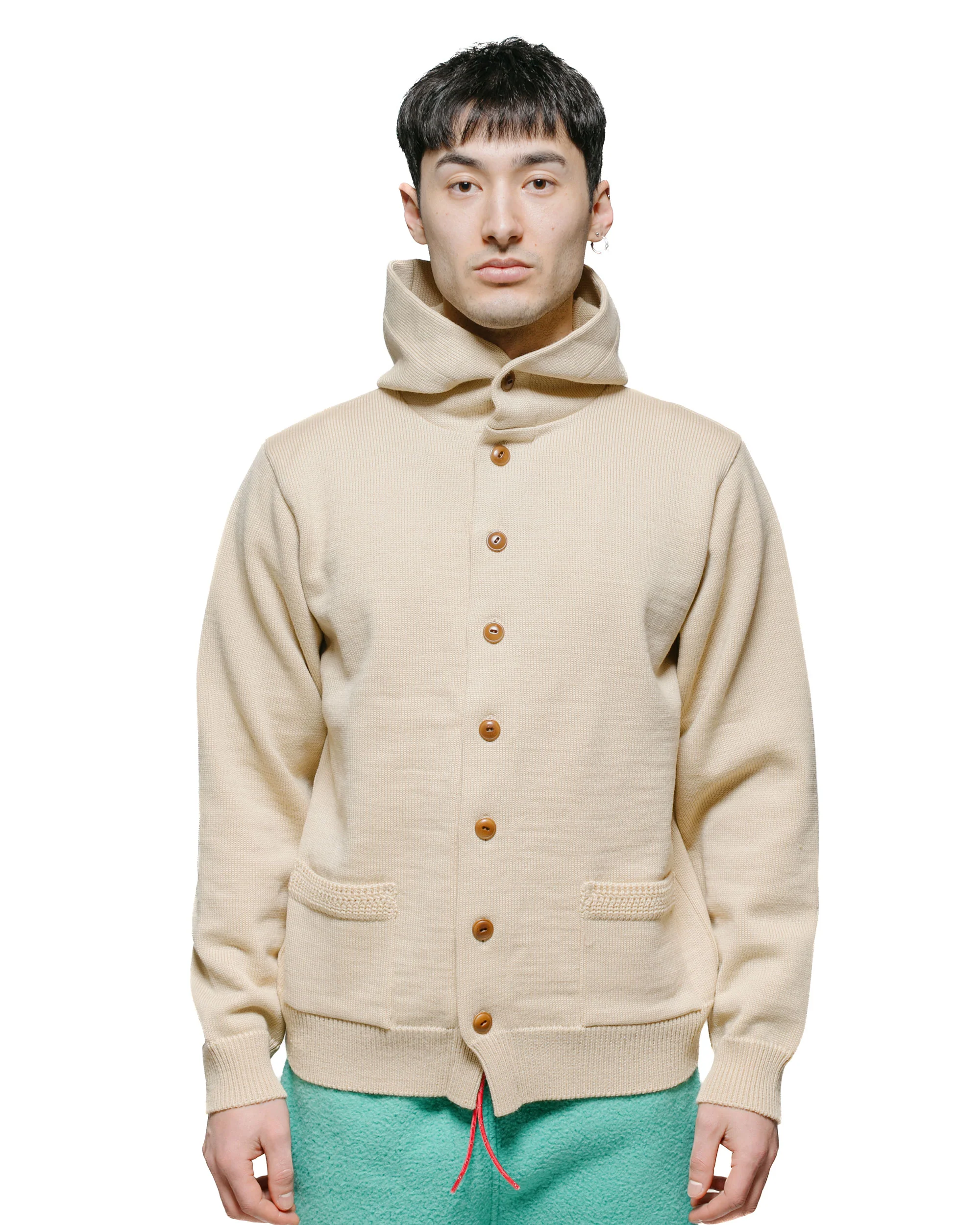 The Real McCoy's MC23107 30s Hooded Knit Sweater Ecru - Image 2