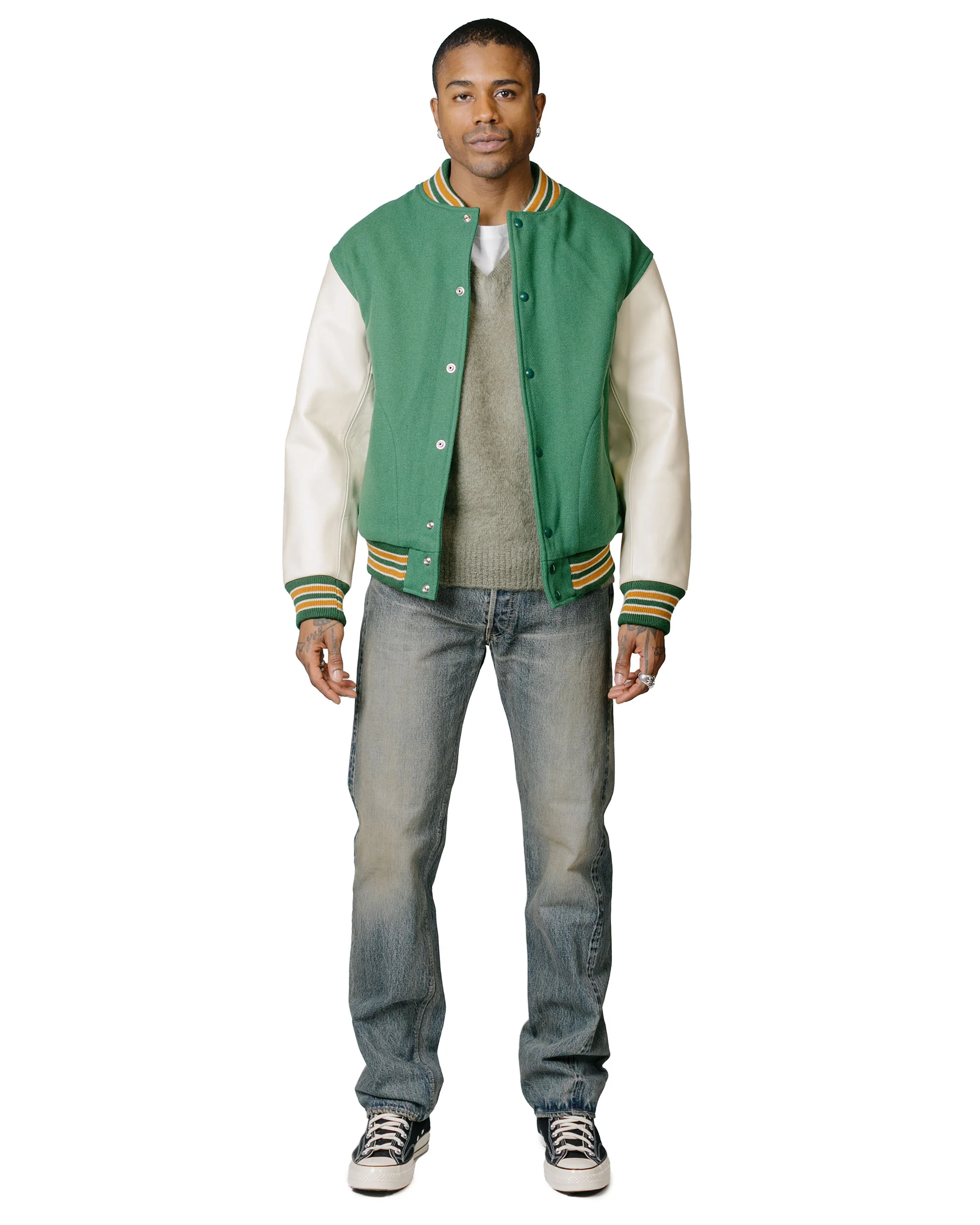 The Real McCoy's MC23109 JM Mohair V-Neck Sweater Mint - Image 4