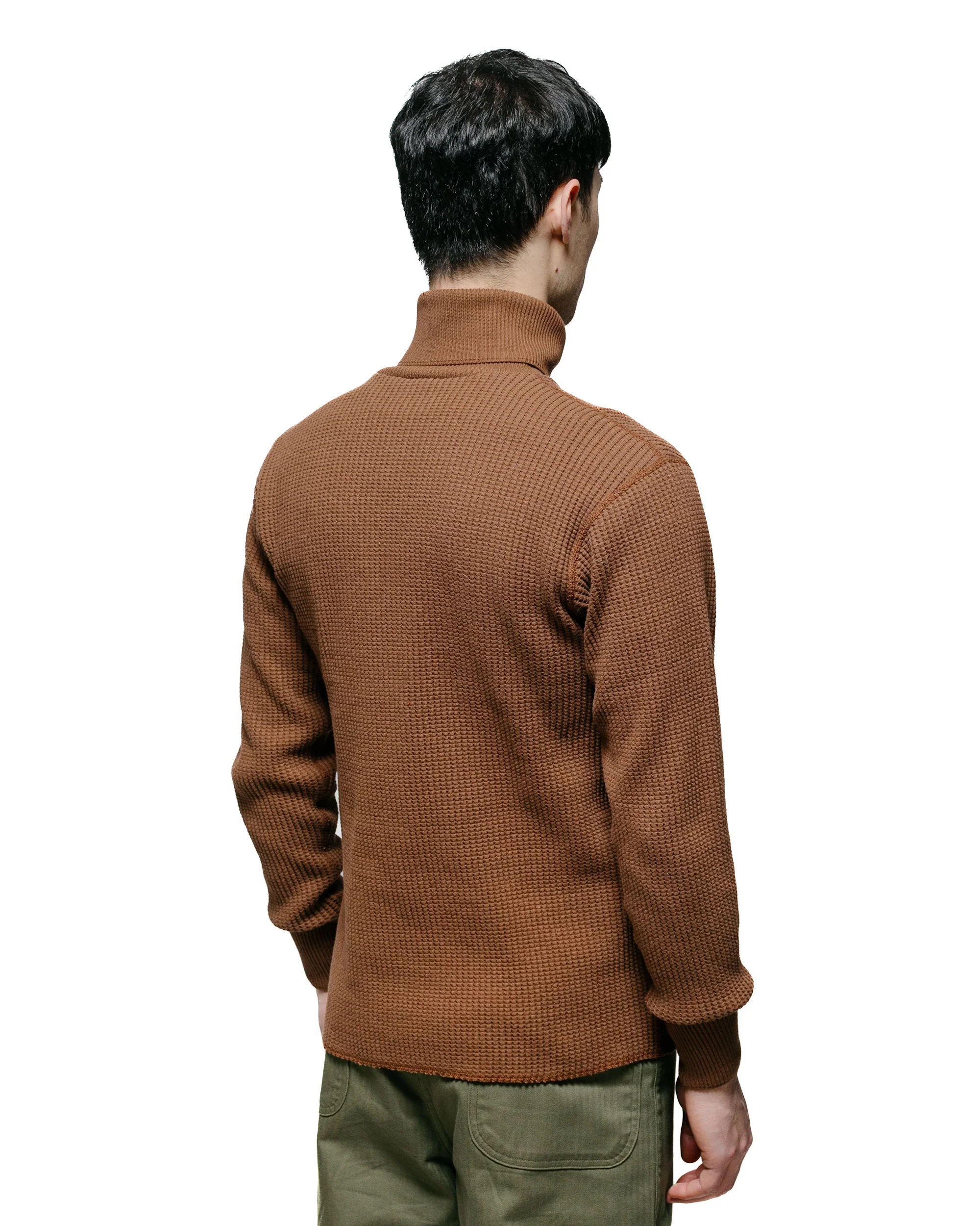 The Real McCoy's MC23110 High Neck Thermal Shirt Brown - Image 3