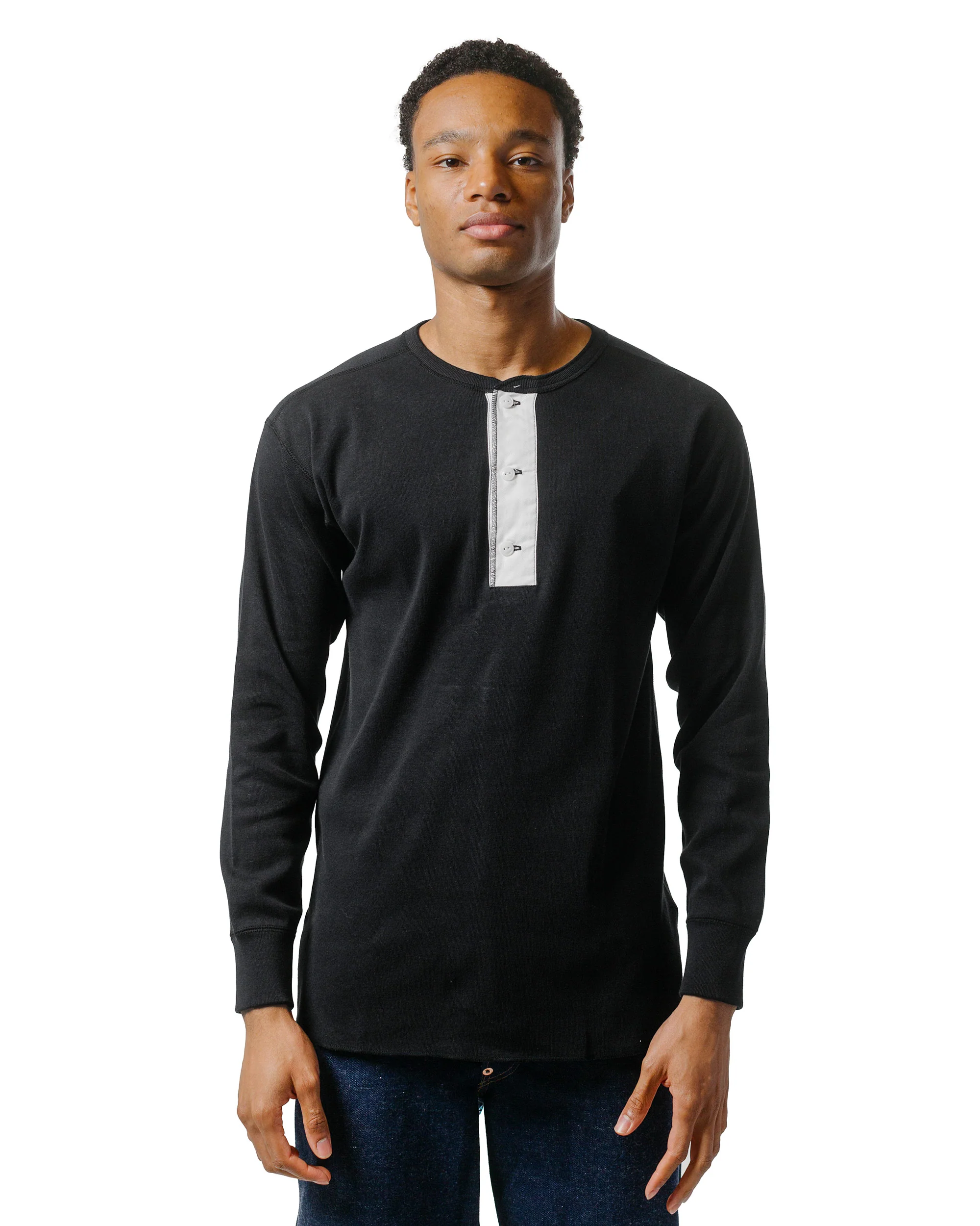 The Real McCoy's MC23111 Union Henley Undershirt L/S Black - Image 2
