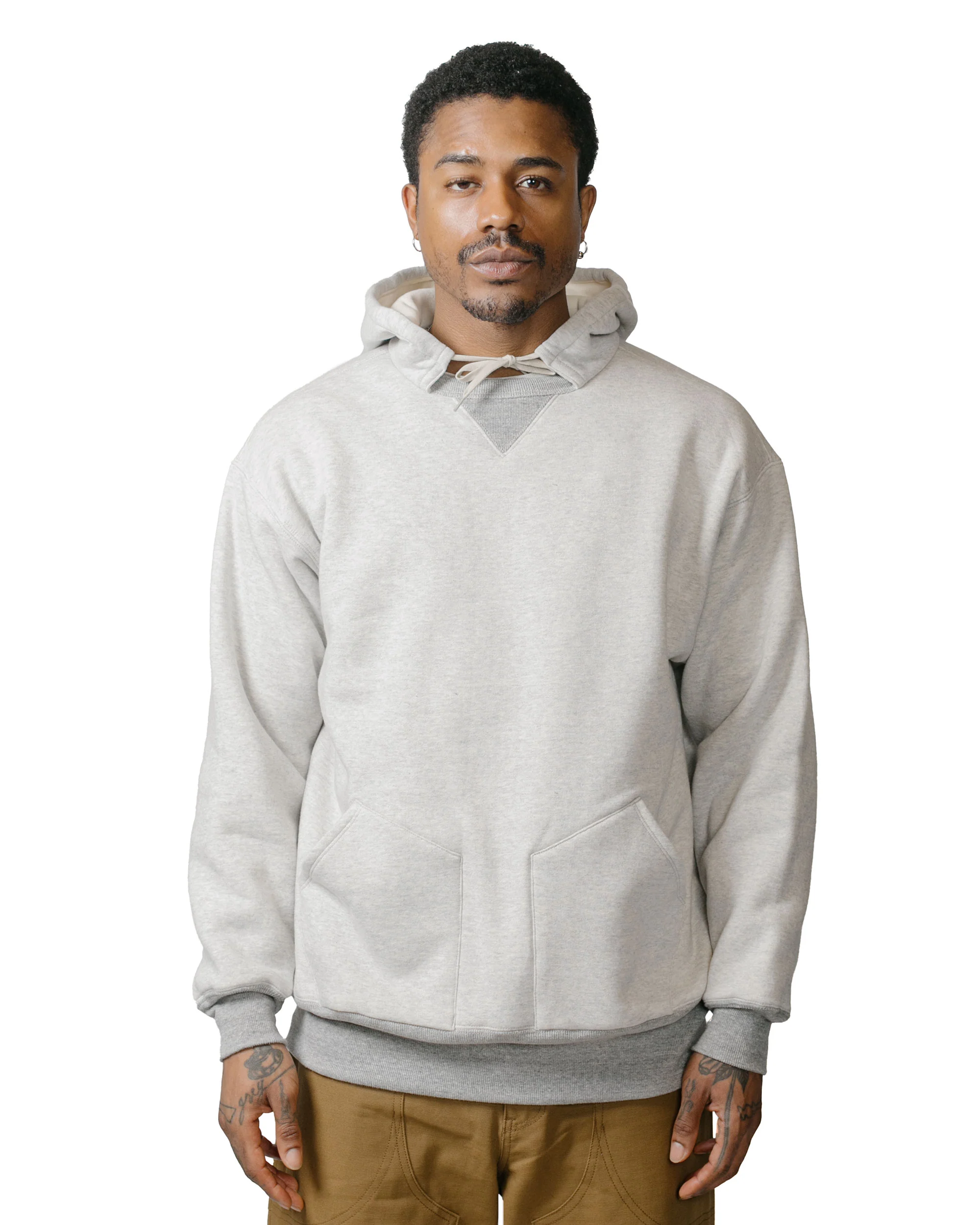 The Real McCoy's MC23116 Double-Face Hooded Sweatshirt Grey - Image 2