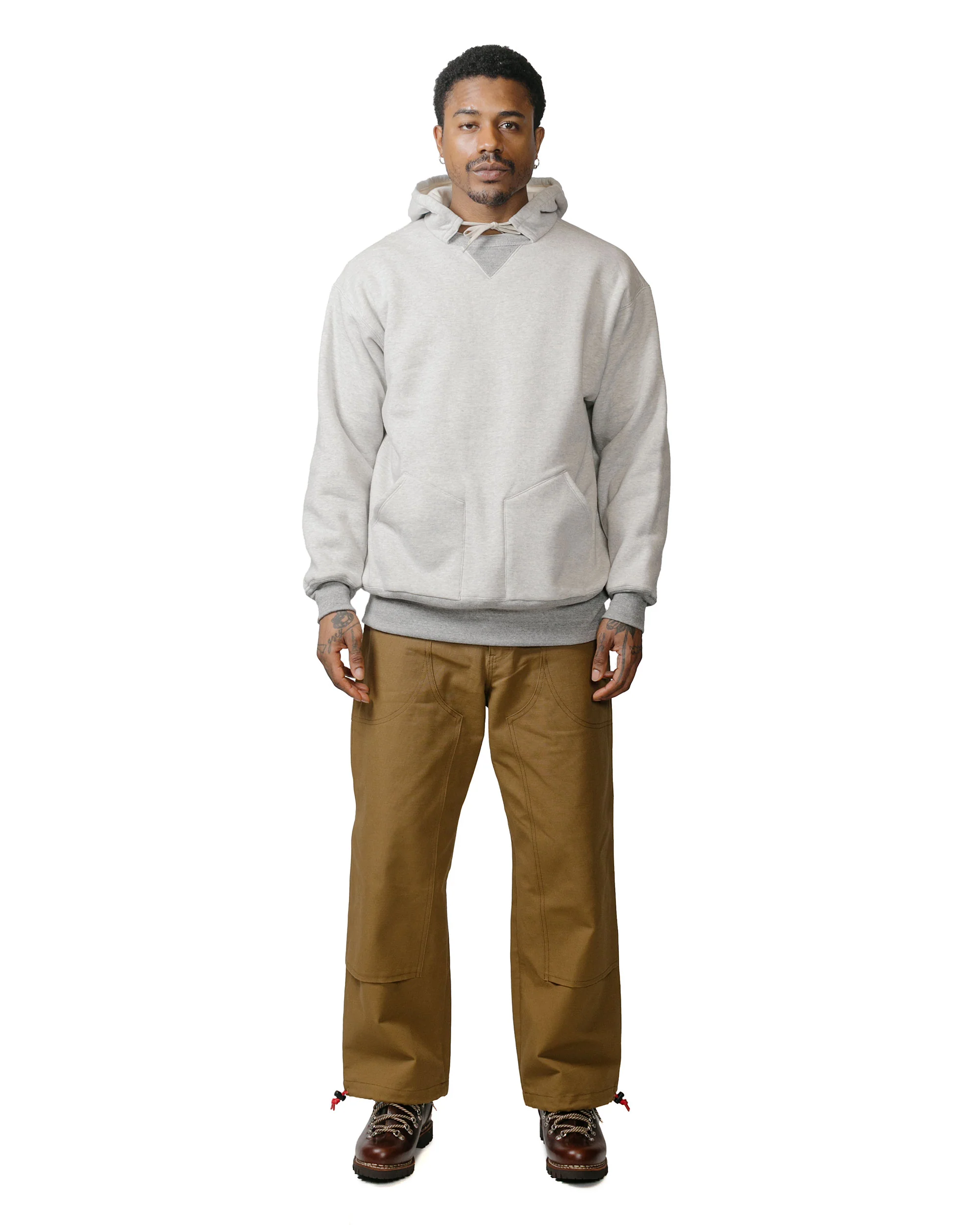 The Real McCoy's MC23116 Double-Face Hooded Sweatshirt Grey - Image 4