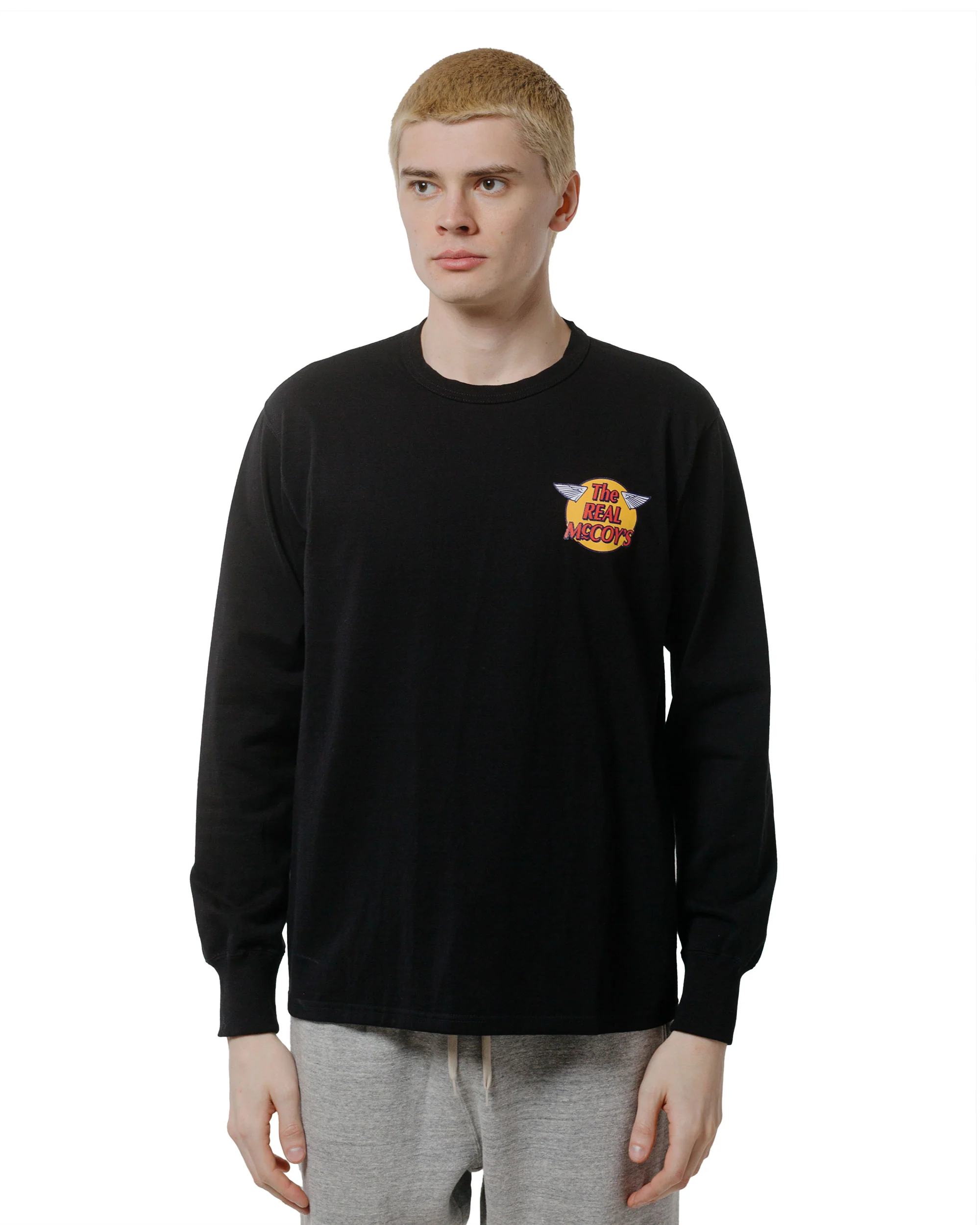 The Real McCoy's MC24003 The Real McCoy's Logo Tee L/S Black - Image 2