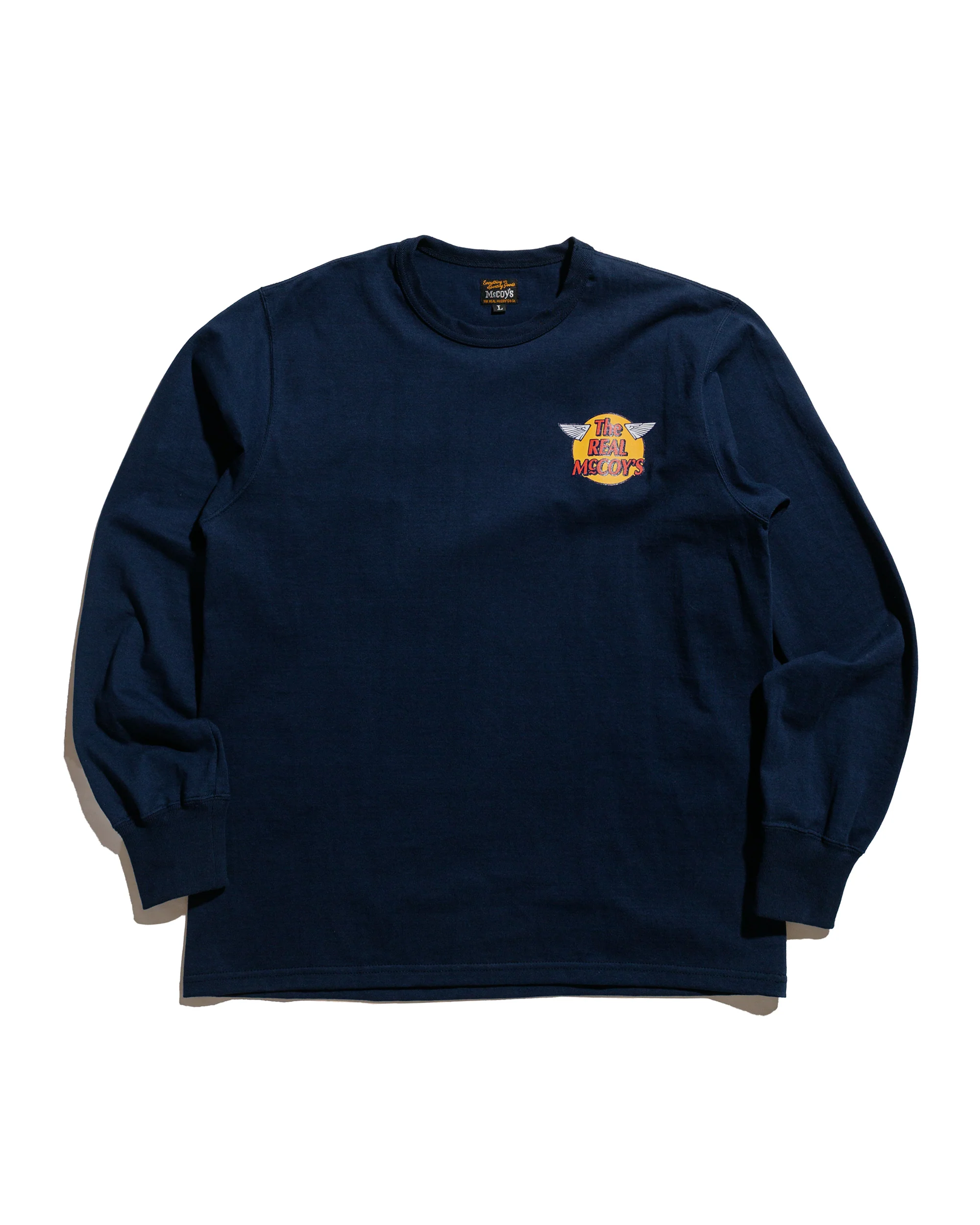 The Real McCoy's MC24003 The Real McCoy's Logo Tee L/S Navy