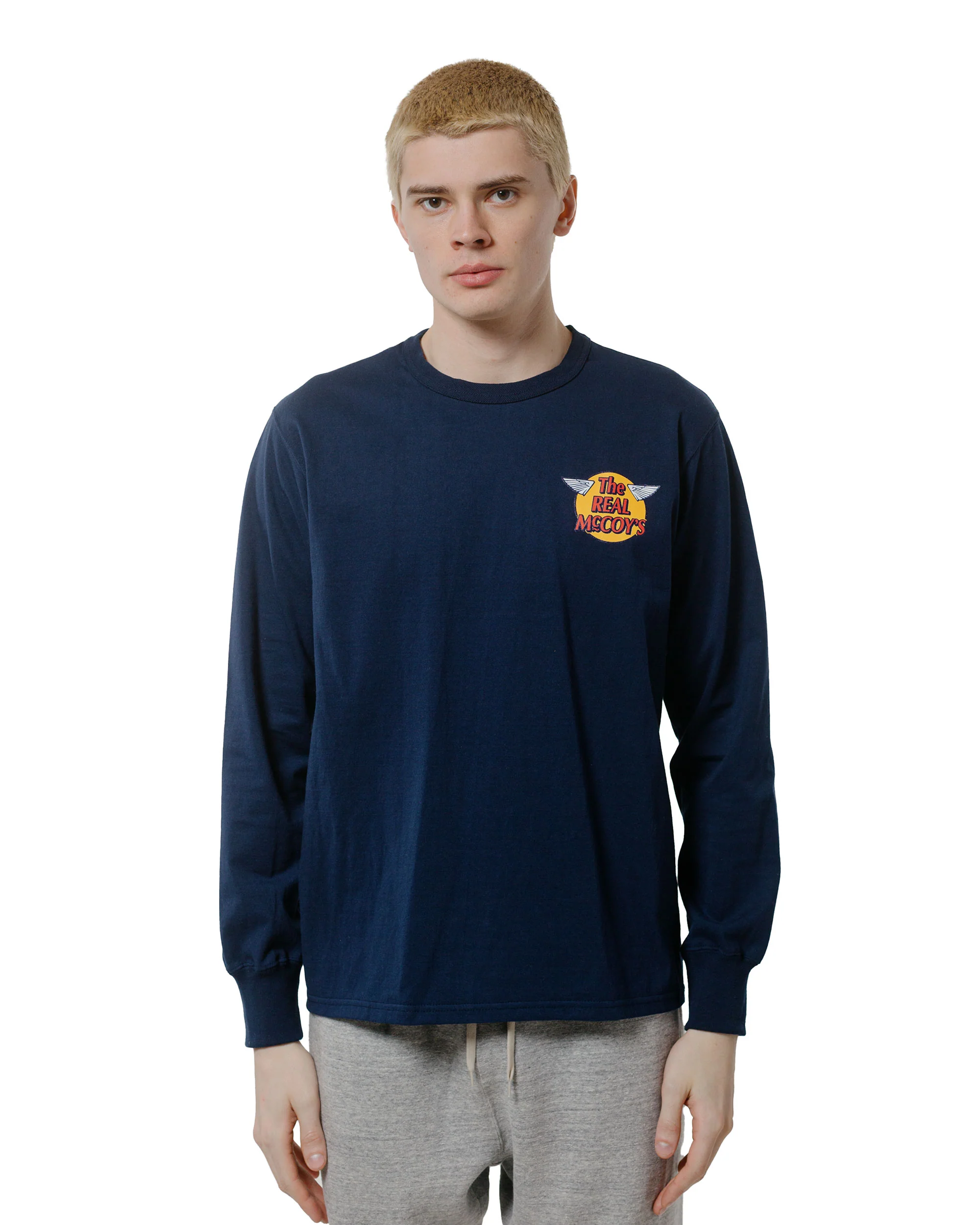The Real McCoy's MC24003 The Real McCoy's Logo Tee L/S Navy - Image 2