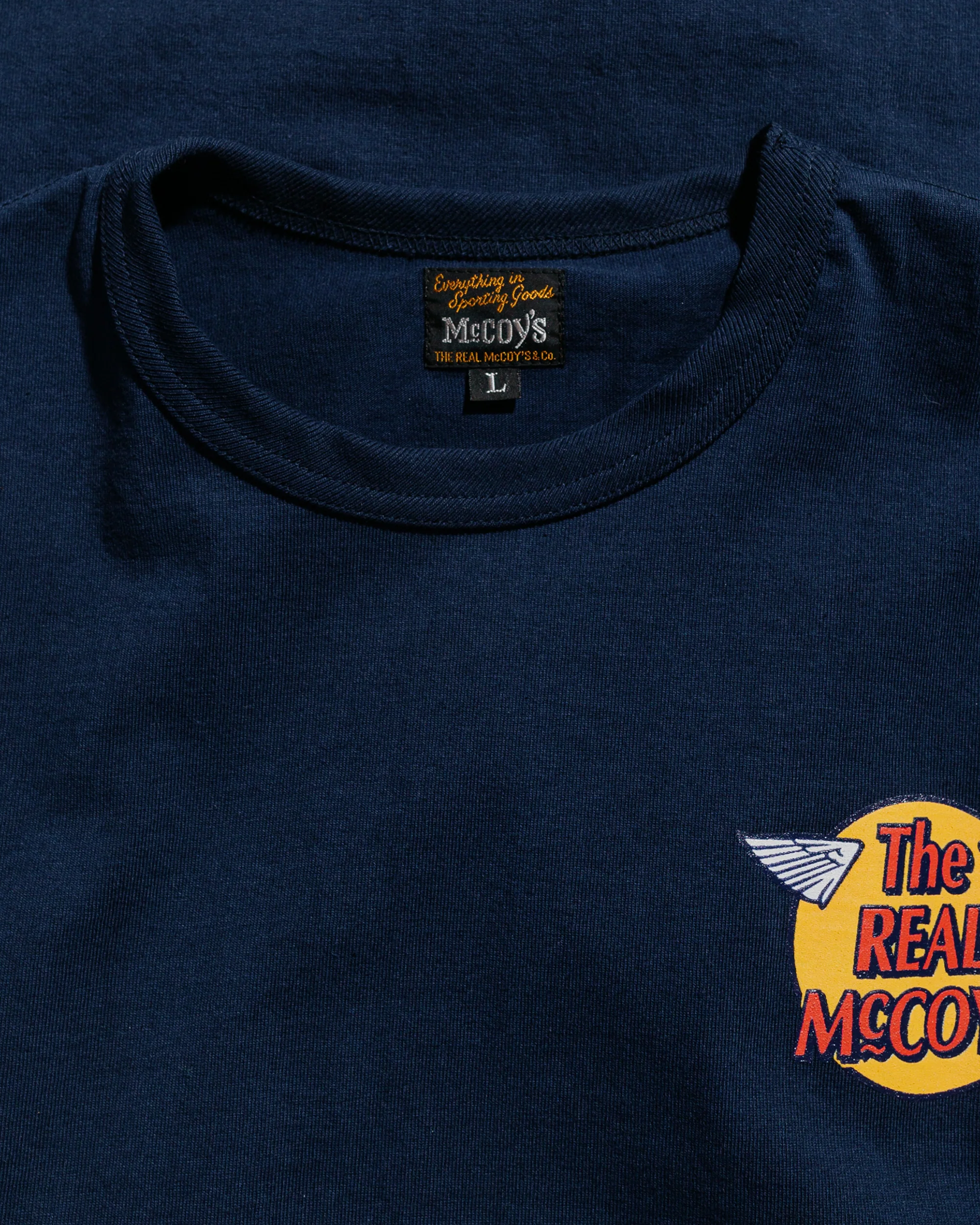 The Real McCoy's MC24003 The Real McCoy's Logo Tee L/S Navy - Image 4