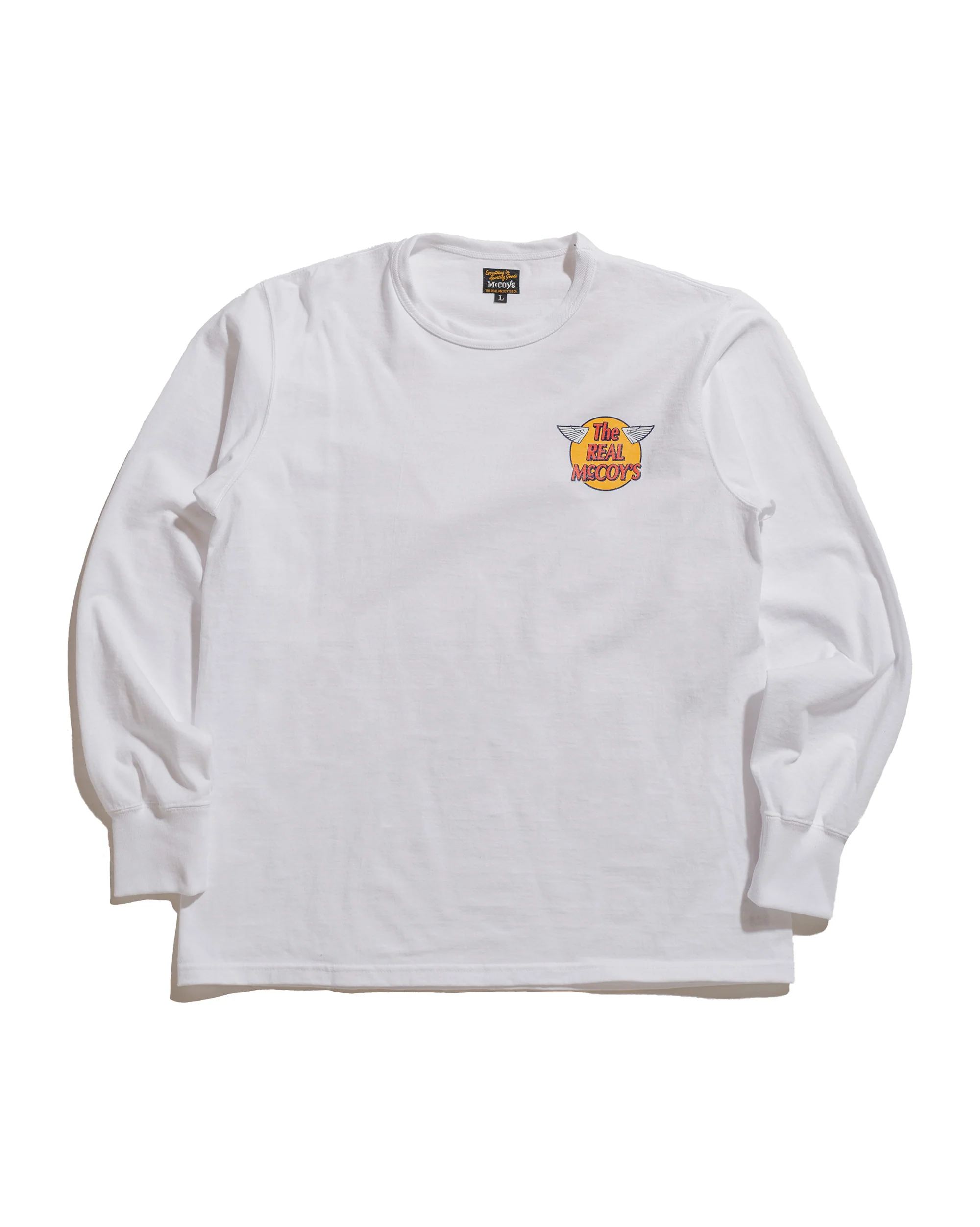 The Real McCoy's MC24003 The Real McCoy's Logo Tee L/S White