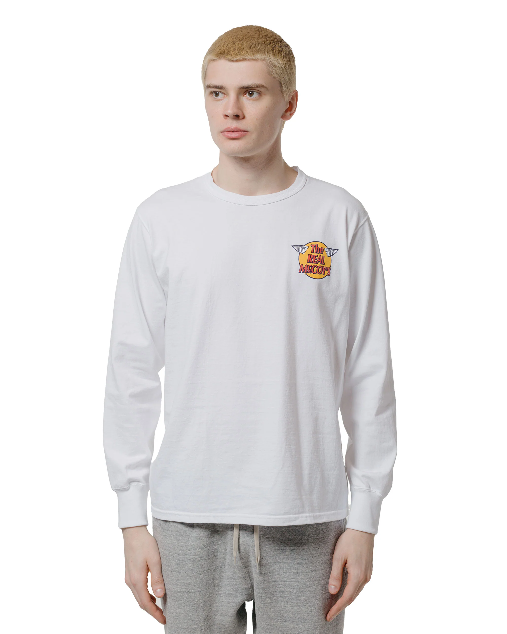 The Real McCoy's MC24003 The Real McCoy's Logo Tee L/S White - Image 2