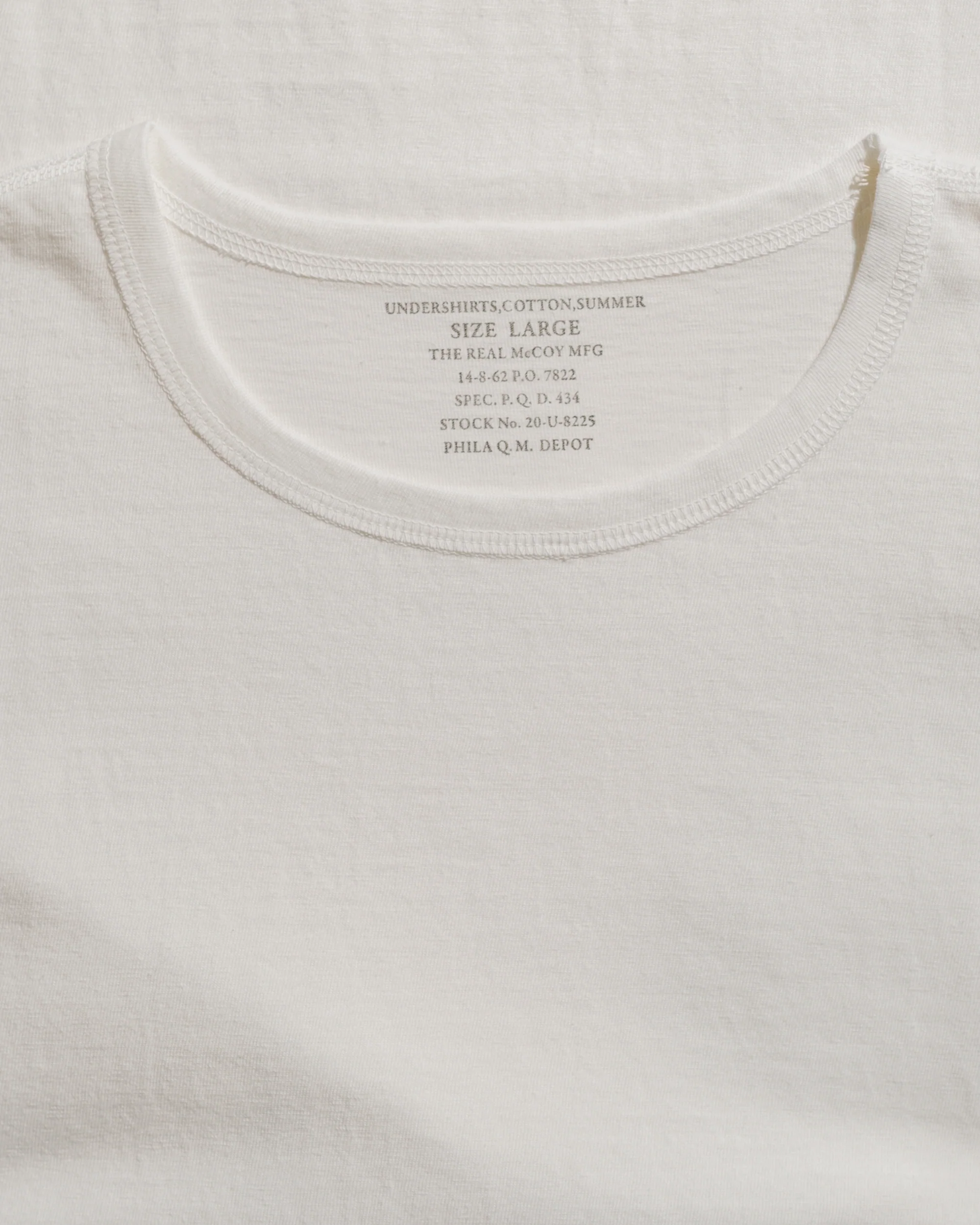 The Real McCoy's MC24014 Undershirt, Cotton, Summer White - Image 4