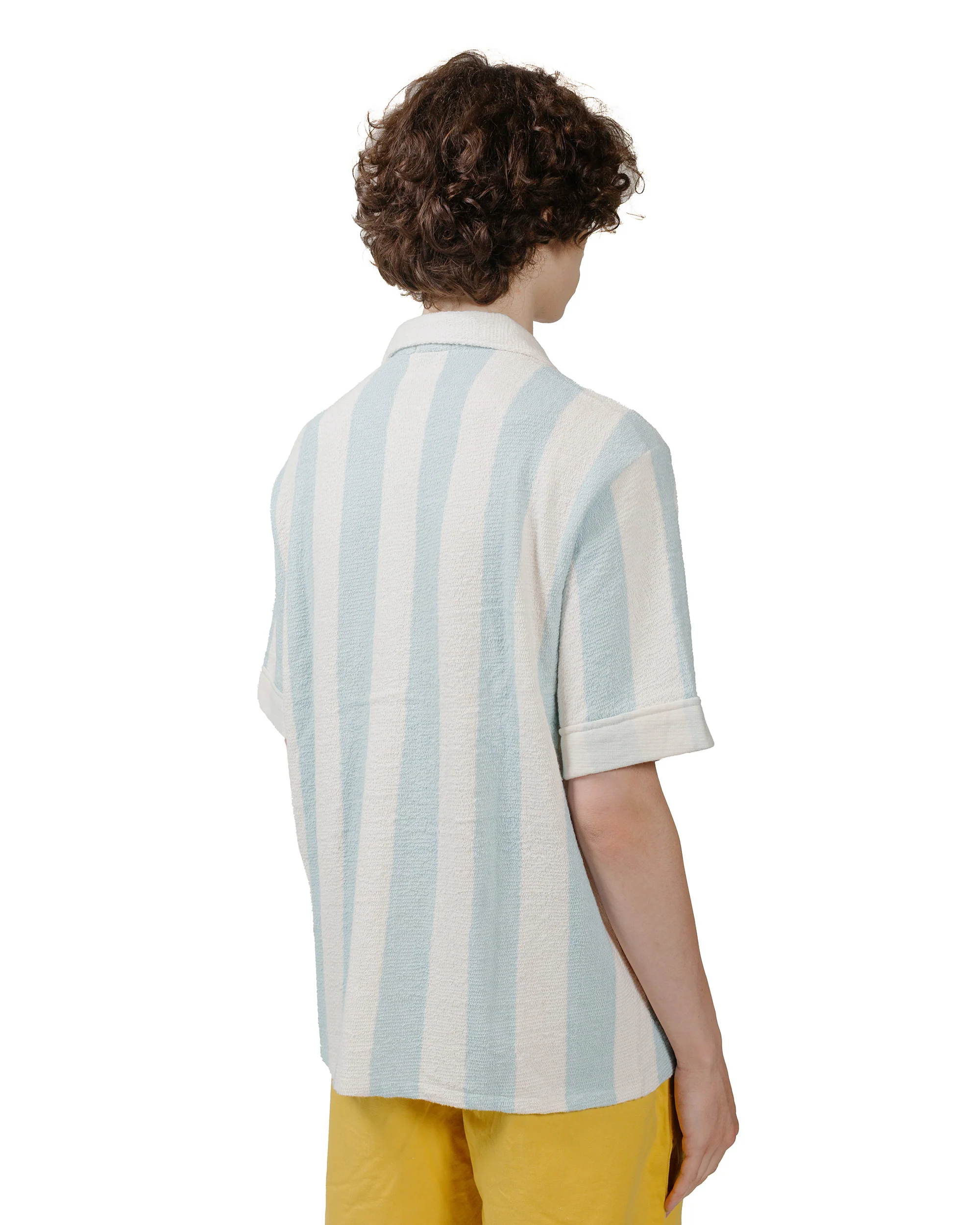 The Real McCoy's MC24015 Stripe Cotton Pile Beach Shirt Light Blue - Image 3