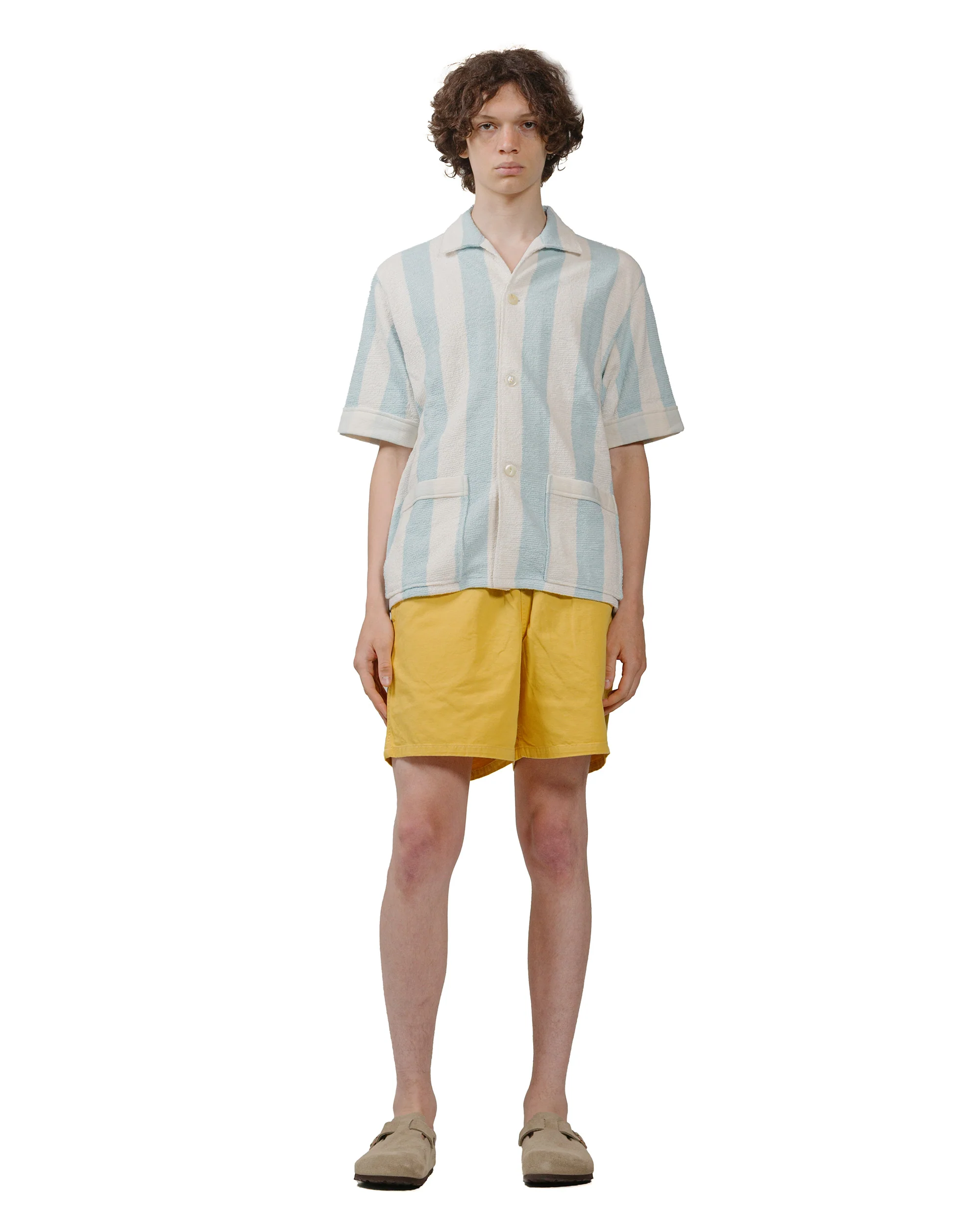 The Real McCoy's MC24015 Stripe Cotton Pile Beach Shirt Light Blue - Image 4