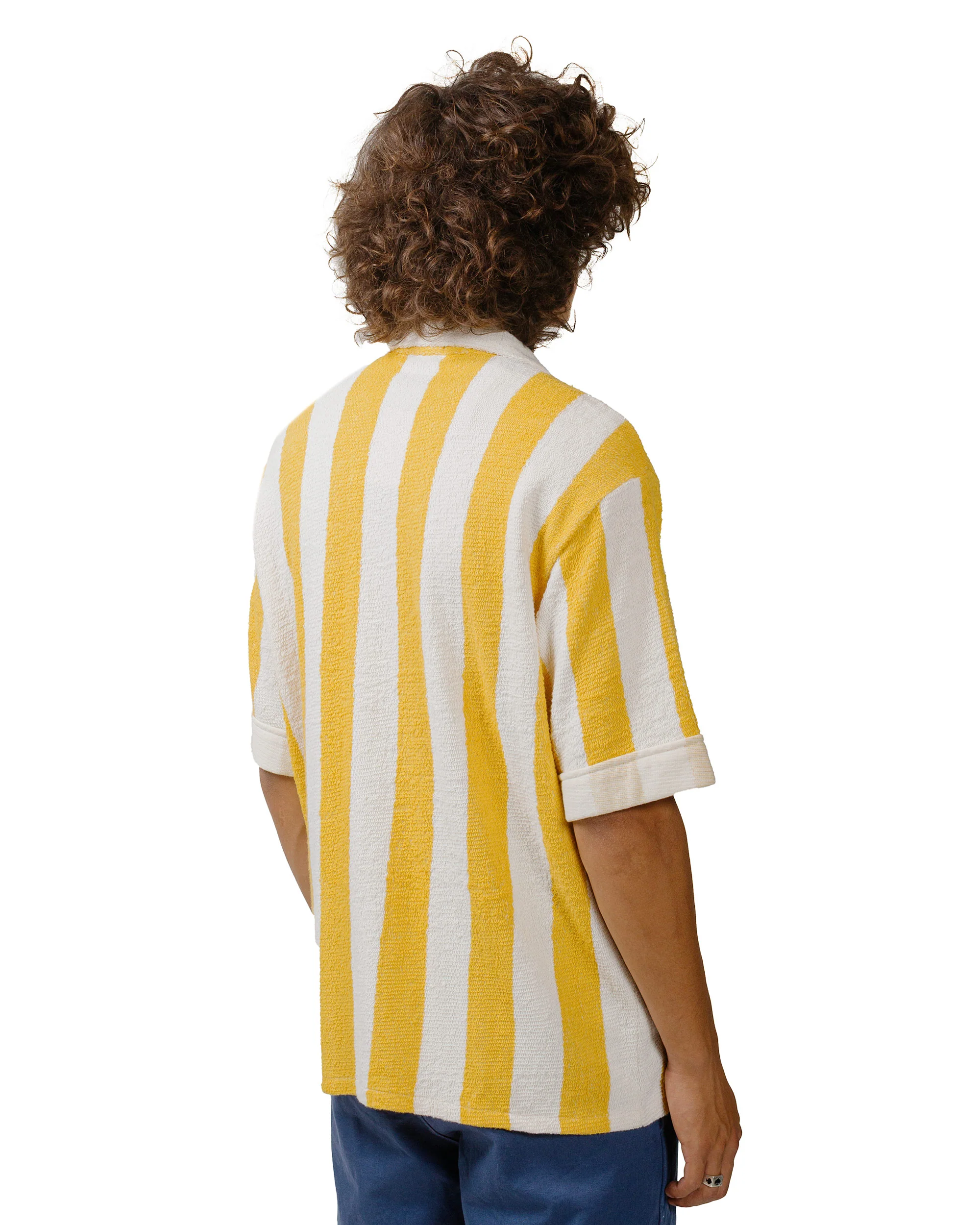 The Real McCoy's MC24015 Stripe Cotton Pile Beach Shirt Yellow - Image 3