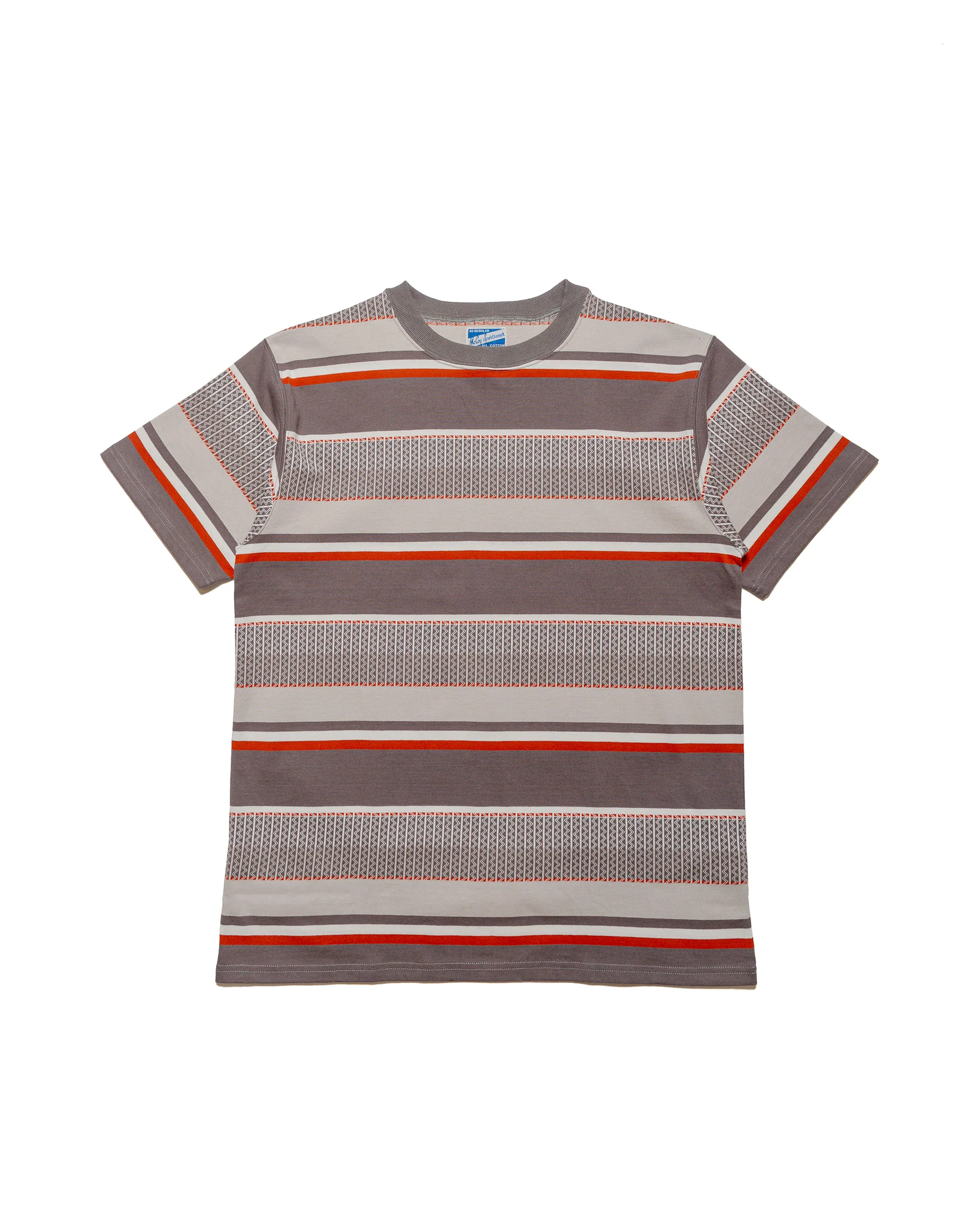 The Real McCoy's MC24017 Jacquard Knit Stripe Tee Gray