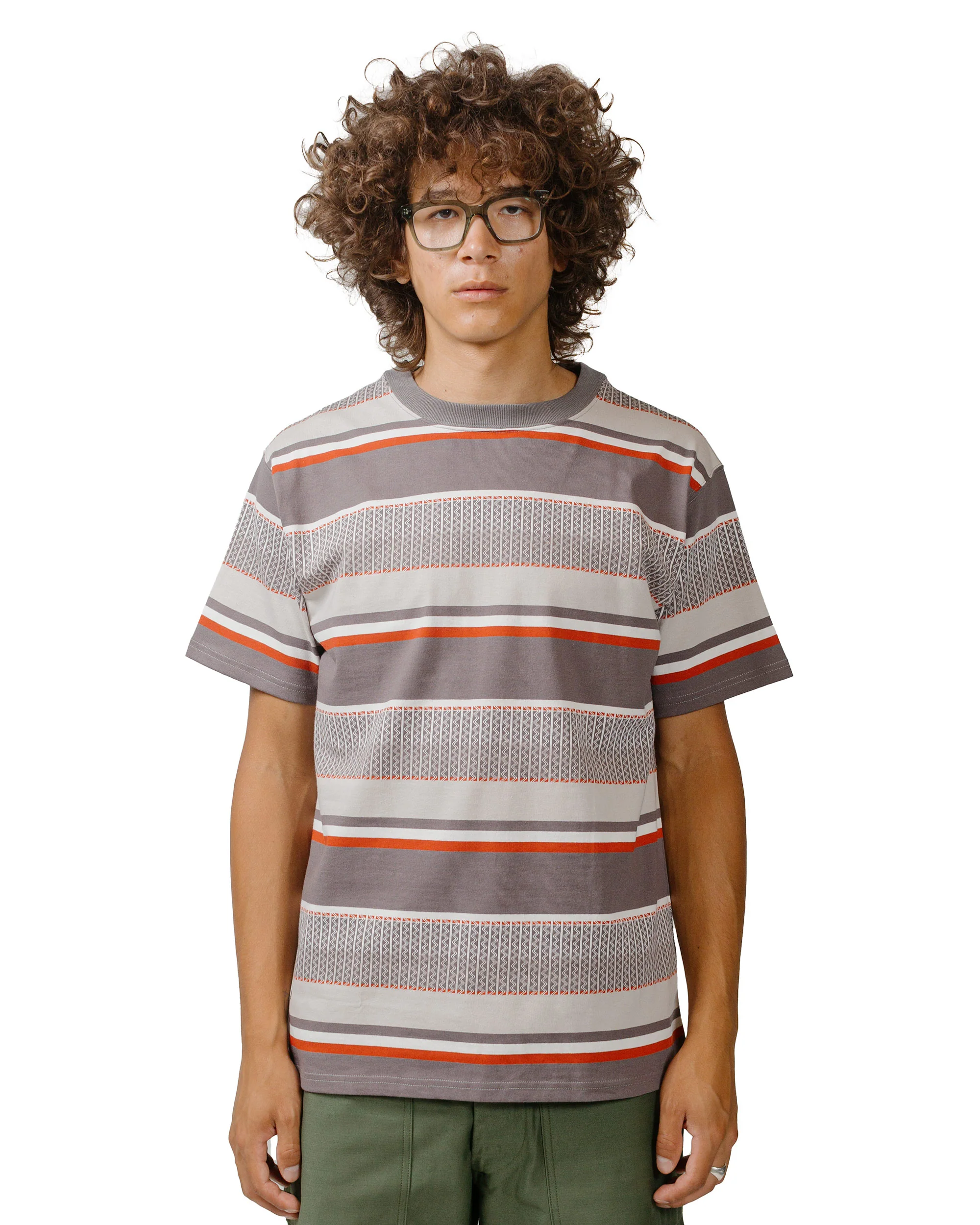 The Real McCoy's MC24017 Jacquard Knit Stripe Tee Gray - Image 2