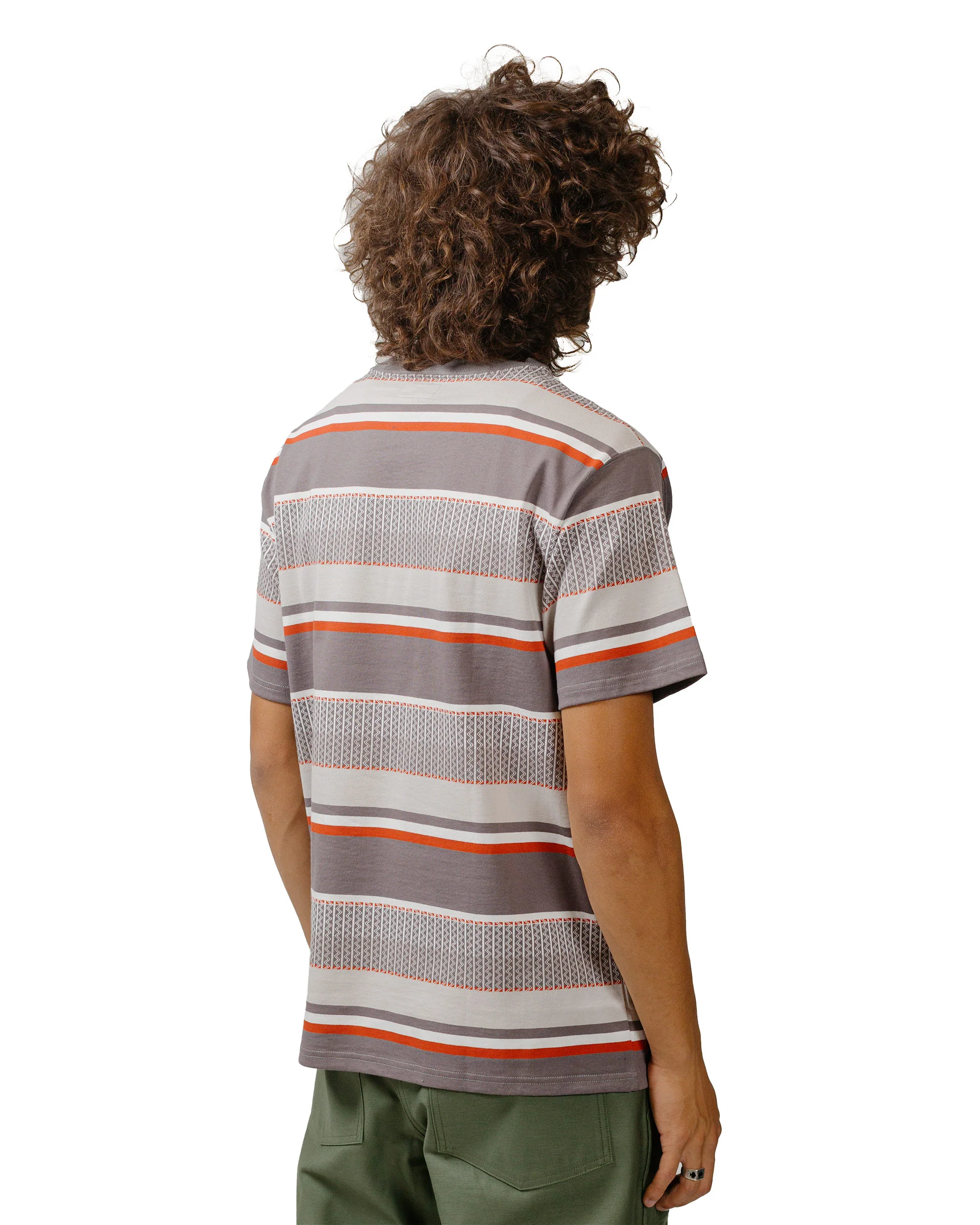 The Real McCoy's MC24017 Jacquard Knit Stripe Tee Gray - Image 3