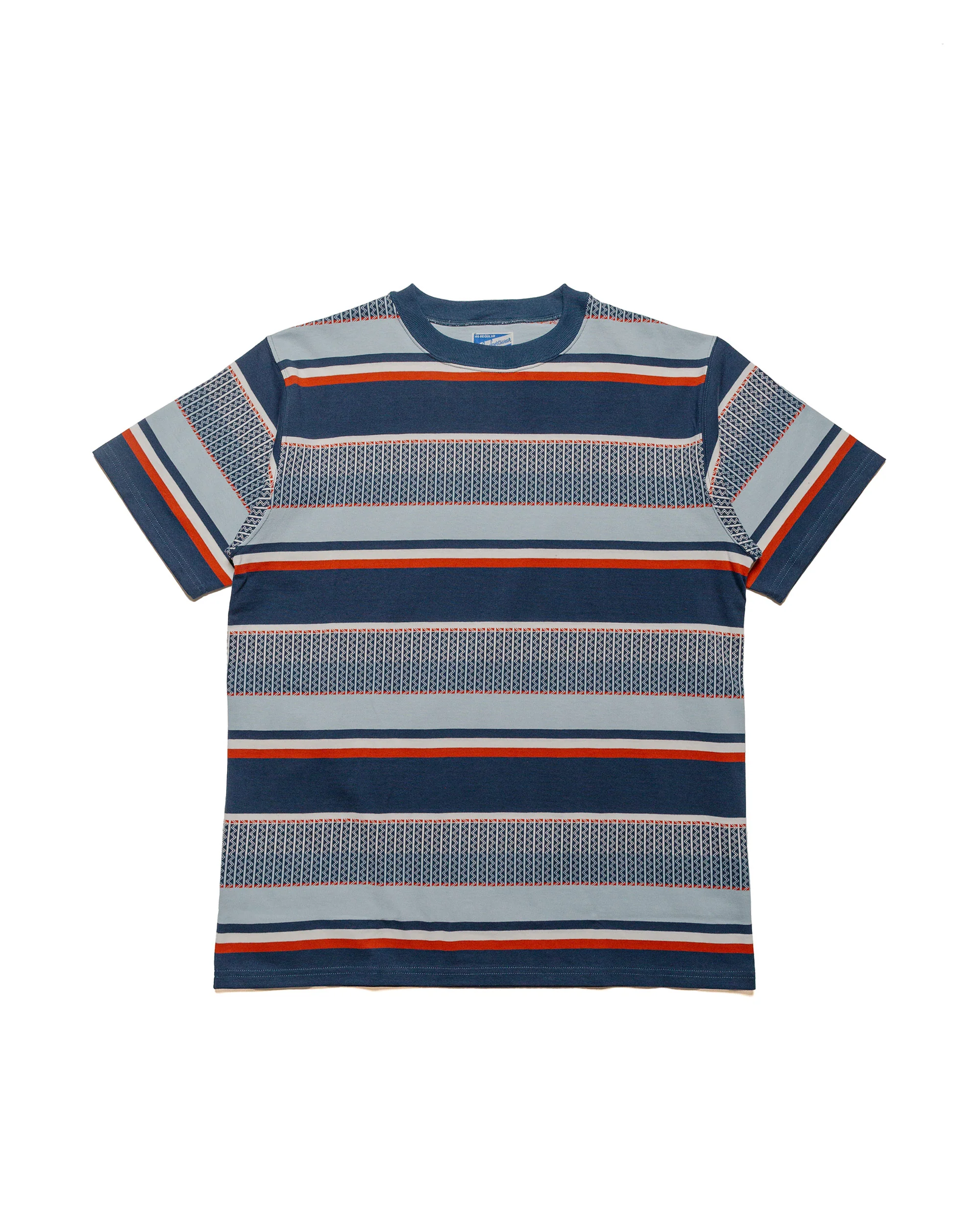 The Real McCoy's MC24017 Jacquard Knit Stripe Tee Navy