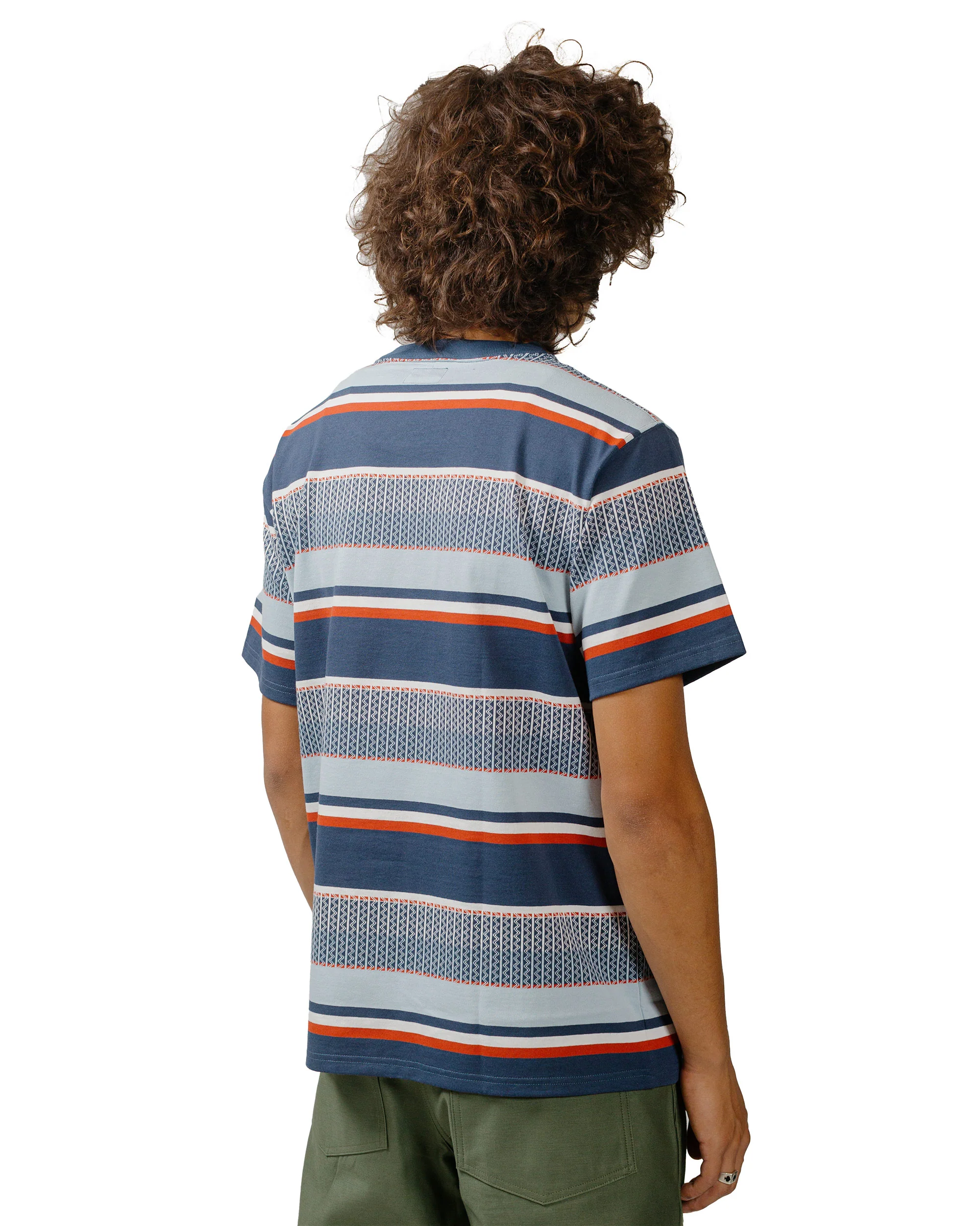 The Real McCoy's MC24017 Jacquard Knit Stripe Tee Navy - Image 3