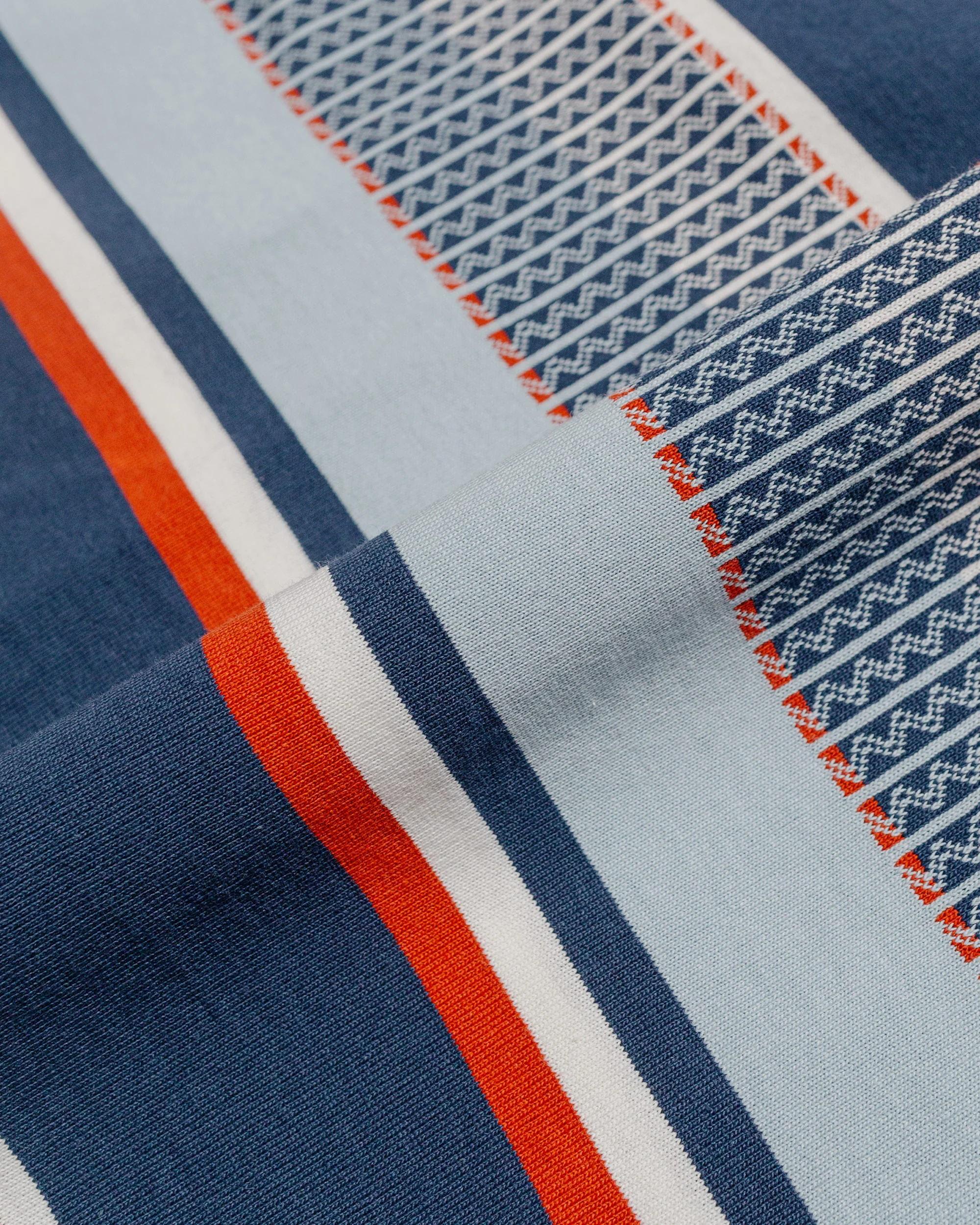 The Real McCoy's MC24017 Jacquard Knit Stripe Tee Navy - Image 5