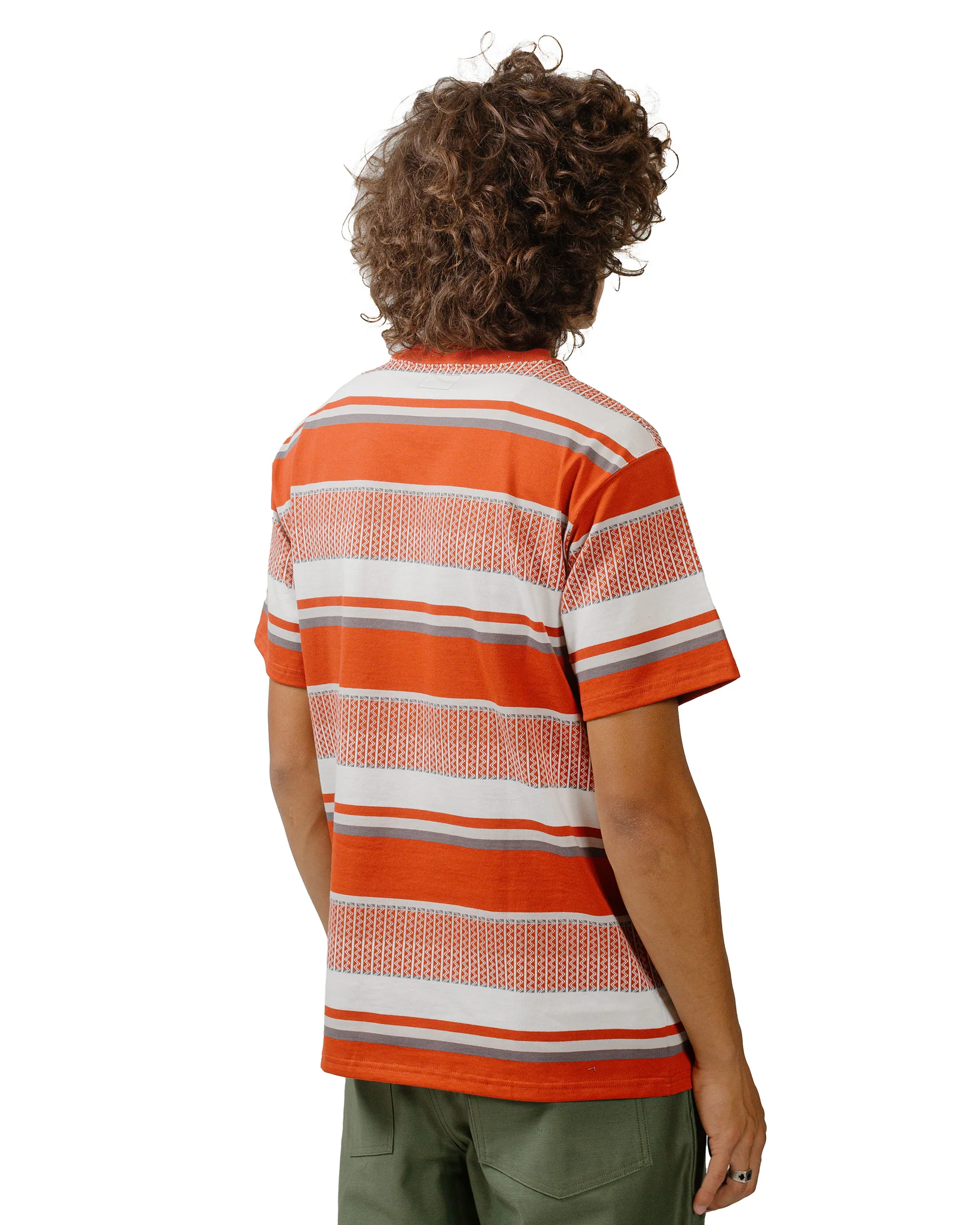 The Real McCoy's MC24017 Jacquard Knit Stripe Tee Red - Image 3