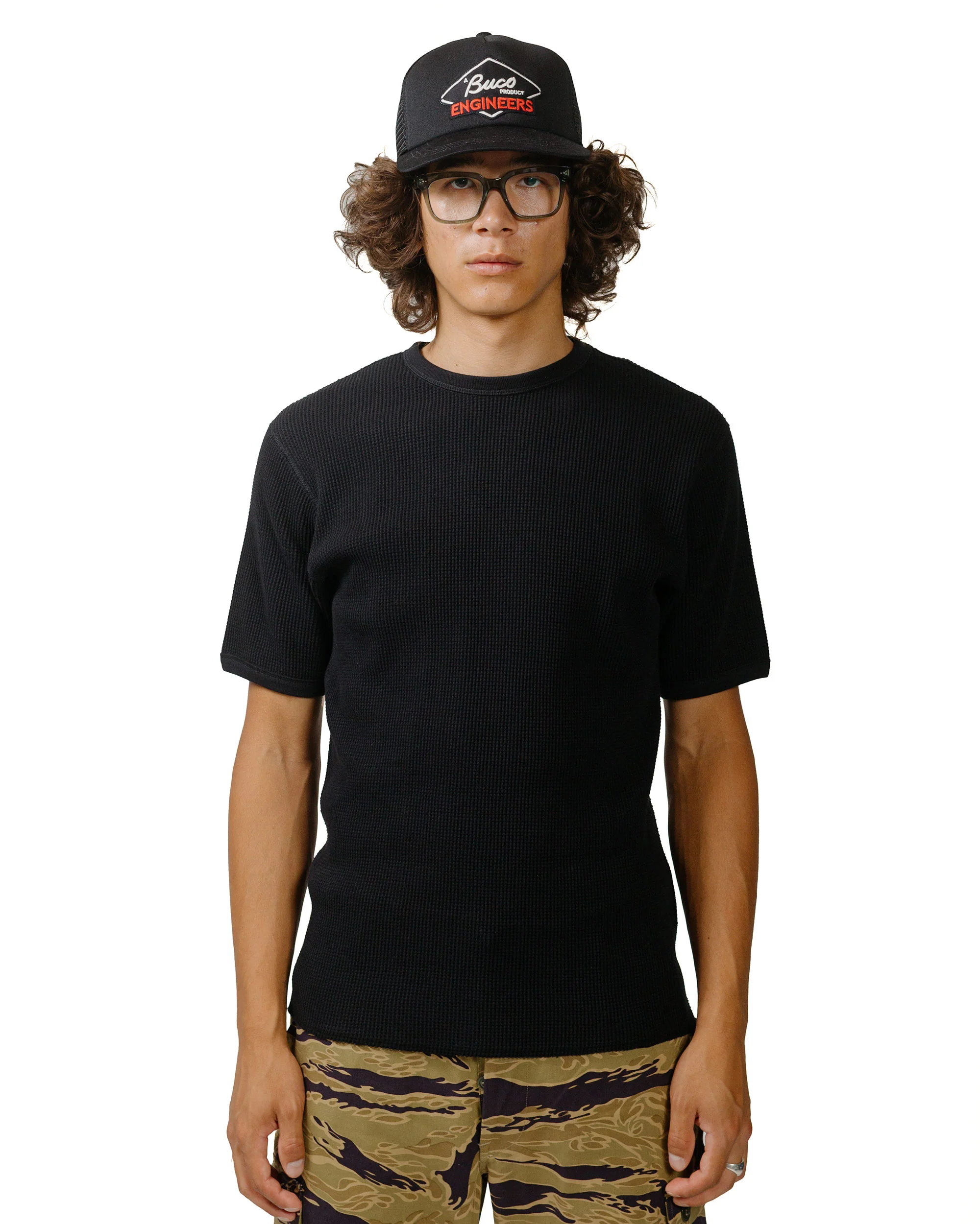 The Real McCoy's MC24018 Waffle Thermal Shirt S/S Black - Image 2
