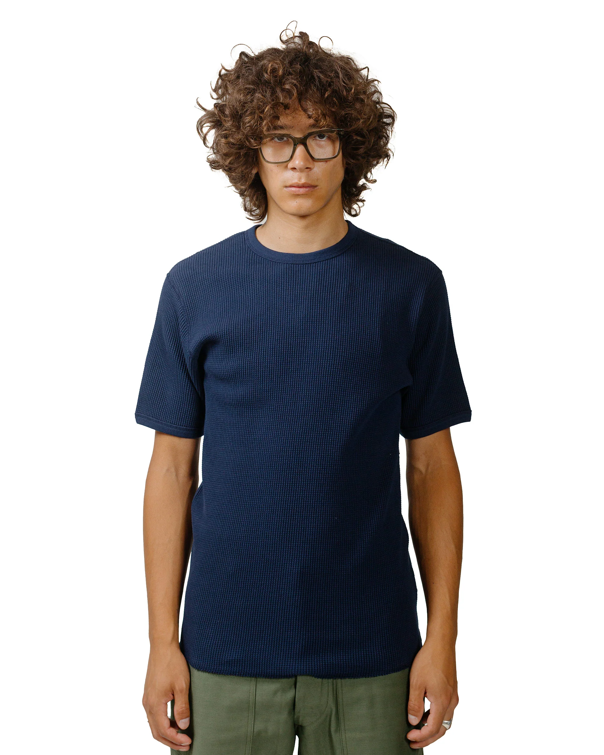 The Real McCoy's MC24018 Waffle Thermal Shirt S/S Navy - Image 2
