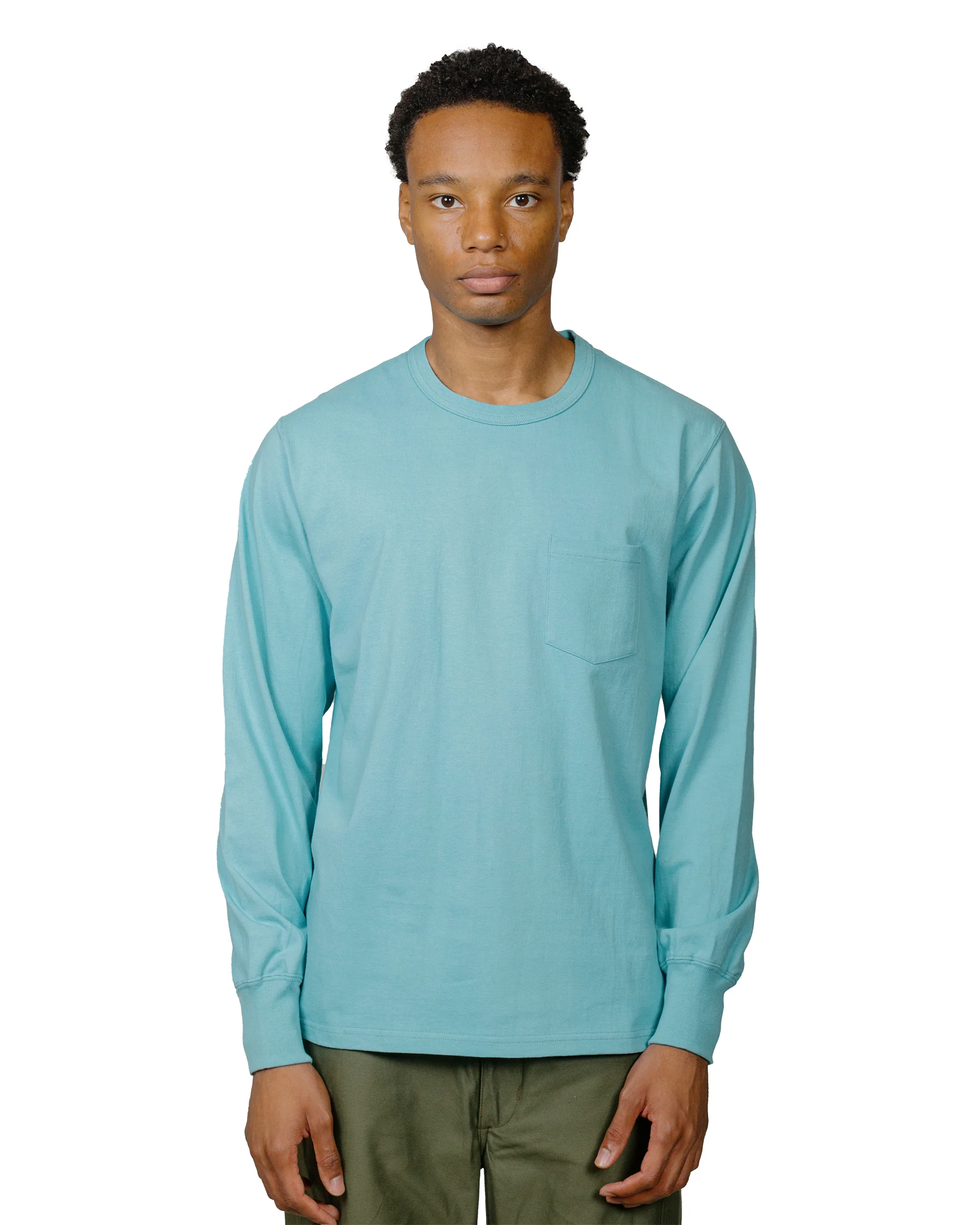 The Real McCoy's MC24019 Pocket Tee L/S Teal - Image 2
