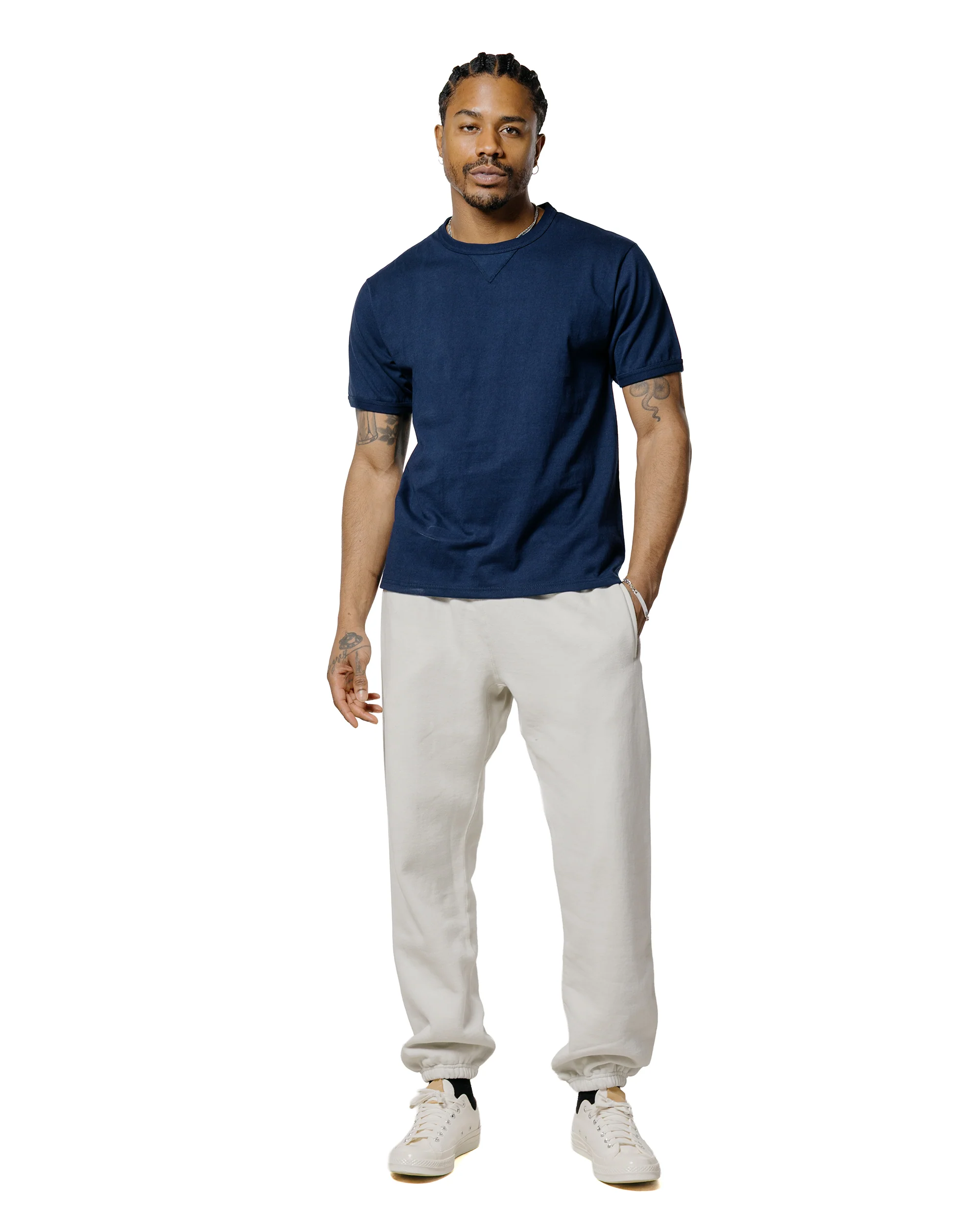 The Real McCoy's MC24116 10 Oz. Loopwheel Sweat Pants Milk - Image 4
