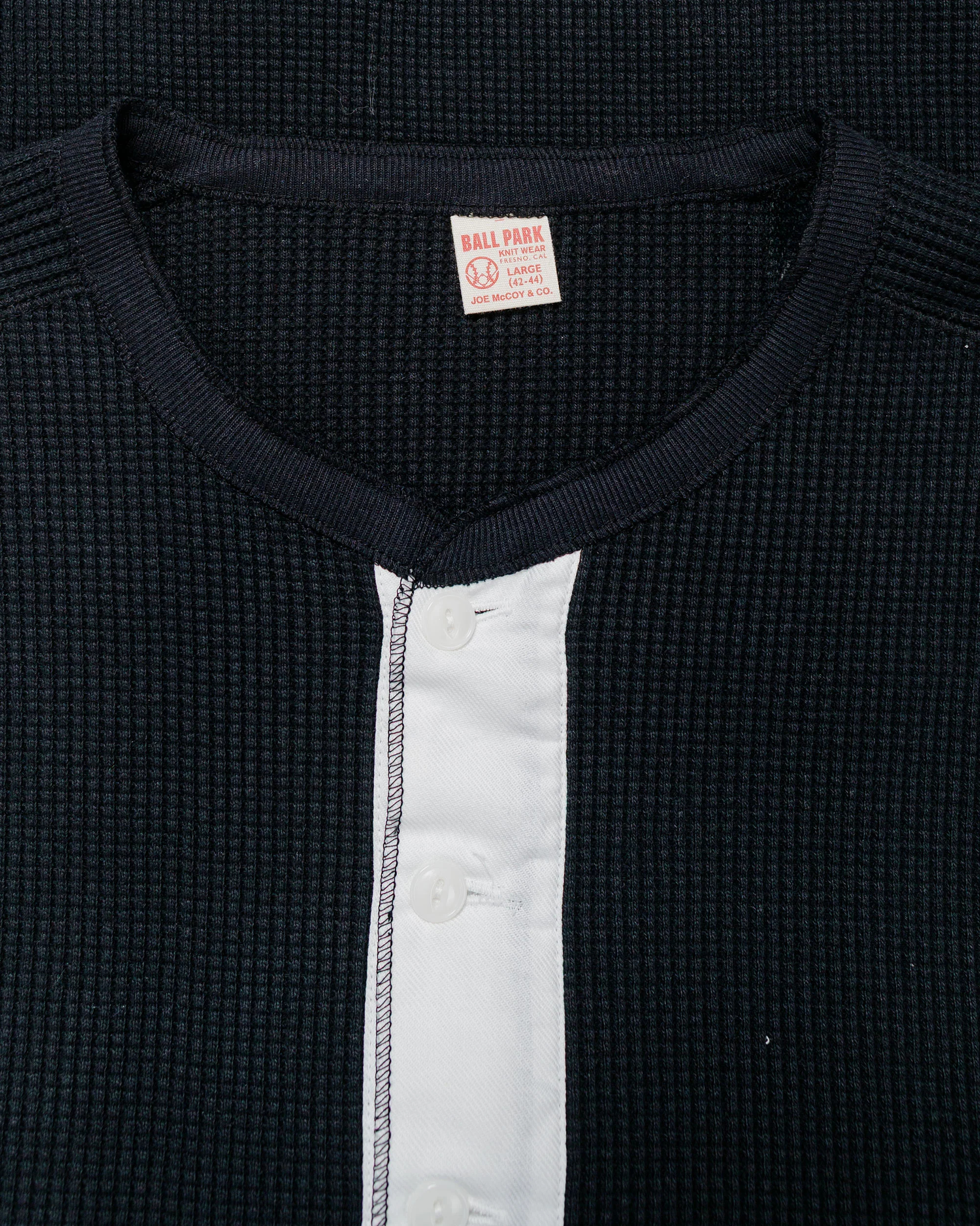 The Real McCoy's MC24122 Waffle Thermal Henley Undershirt L/S Black - Image 4