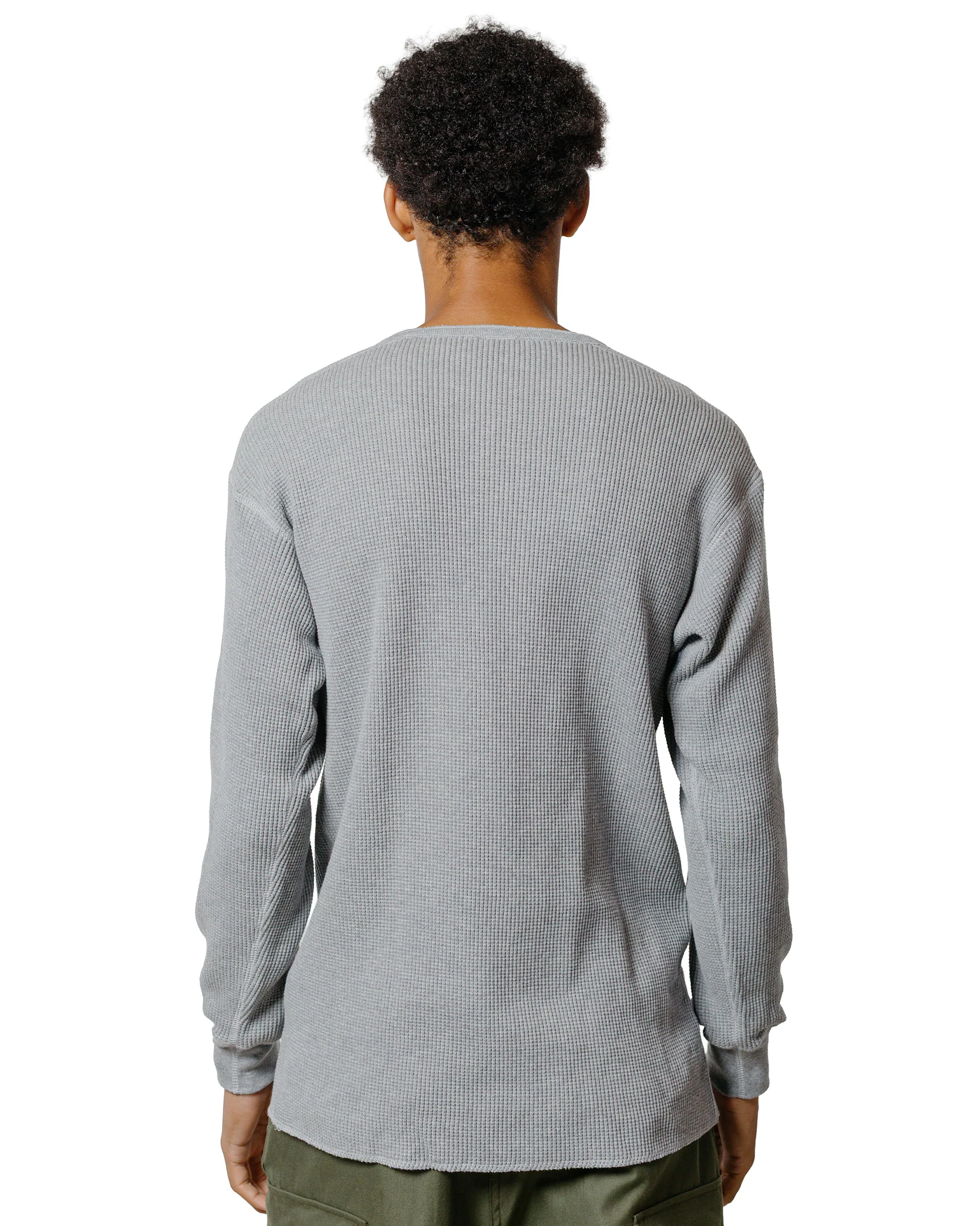 The Real McCoy's MC24122 Waffle Thermal Henley Undershirt L/S Medium Gray - Image 3