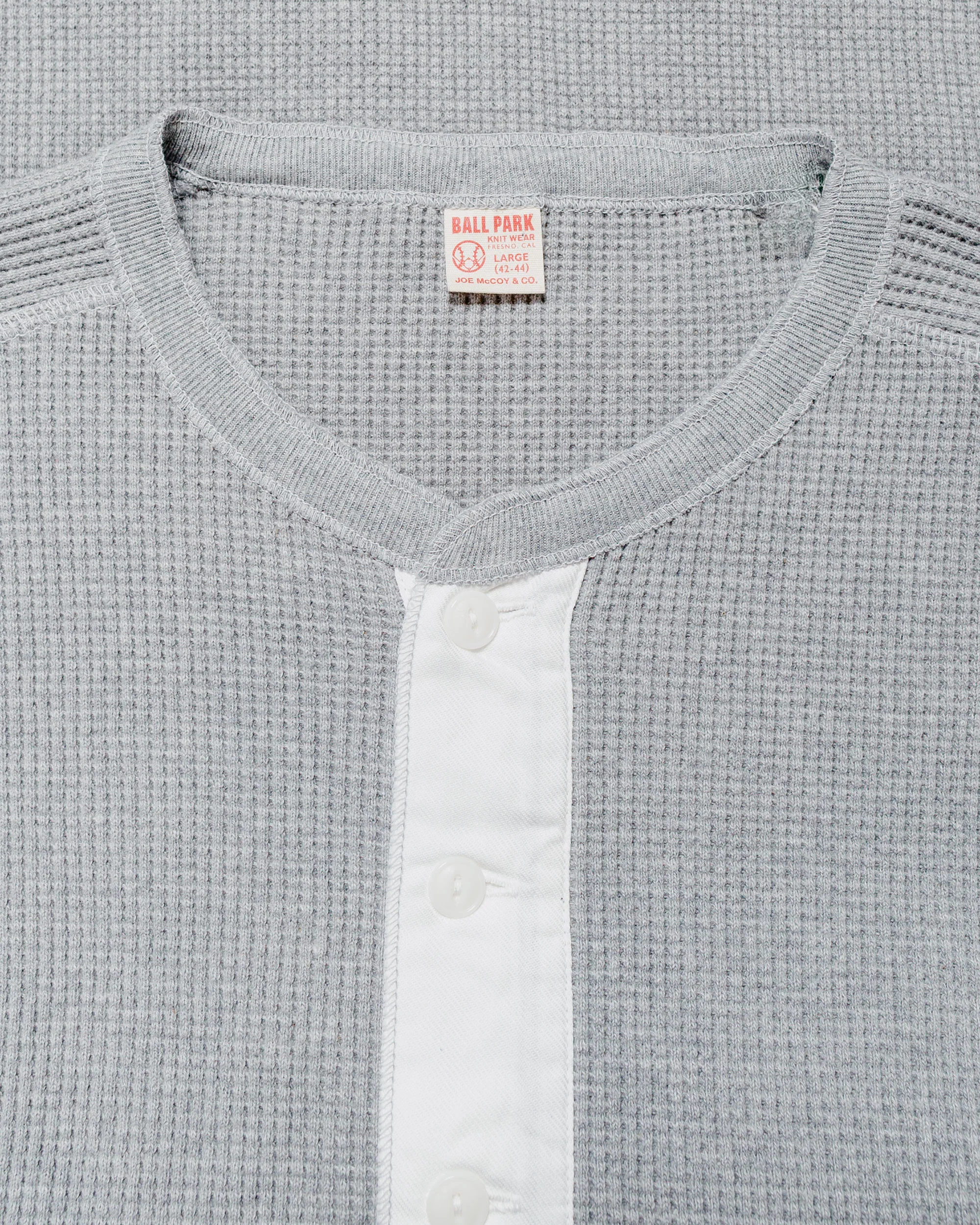 The Real McCoy's MC24122 Waffle Thermal Henley Undershirt L/S Medium Gray - Image 4