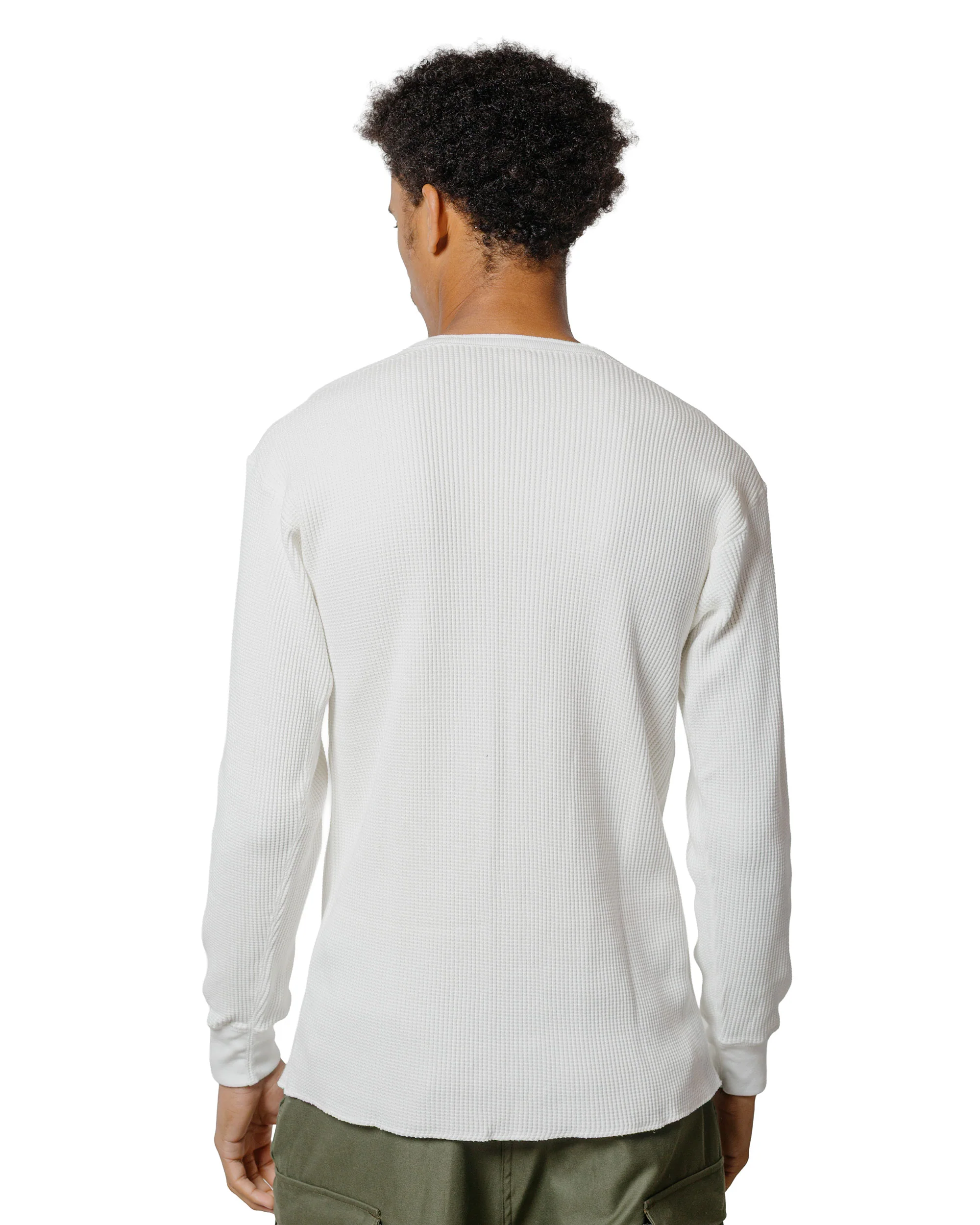 The Real McCoy's MC24122 Waffle Thermal Henley Undershirt L/S White - Image 3