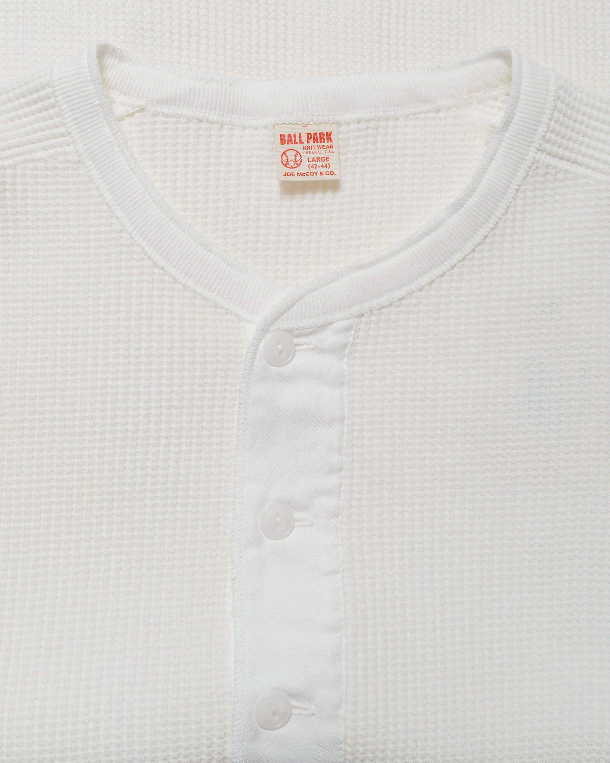 The Real McCoy's MC24122 Waffle Thermal Henley Undershirt L/S White - Image 4