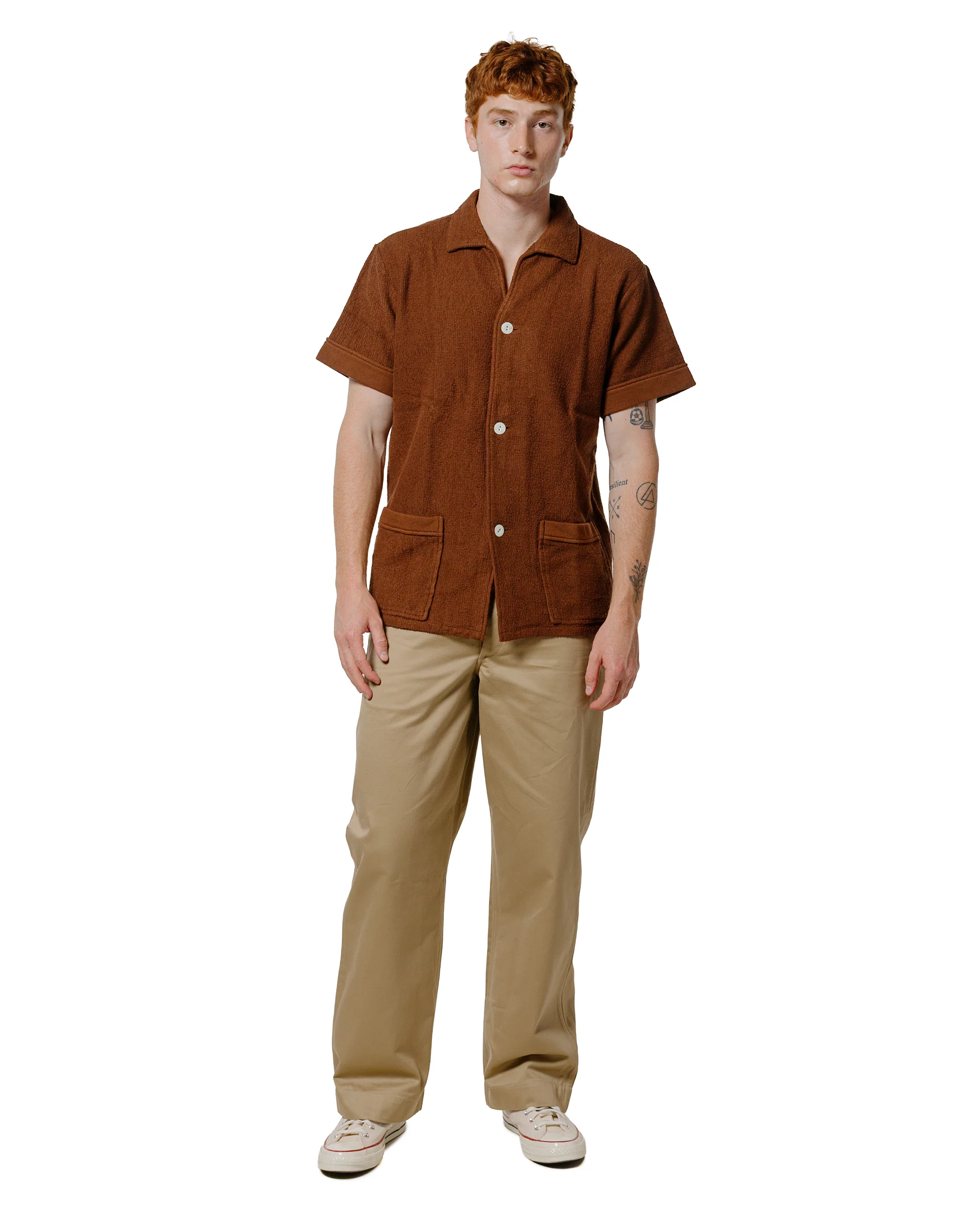 The Real McCoy's MC25001 Cotton Pile Beach Shirt Brown - Image 4
