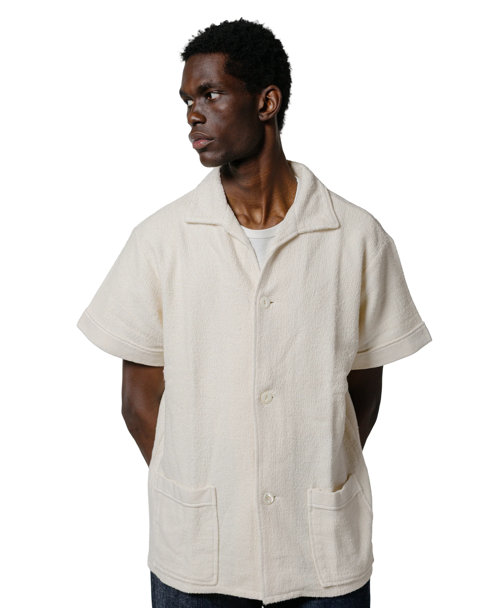 The Real McCoy's MC25001 Cotton Pile Beach Shirt Milk - Image 2