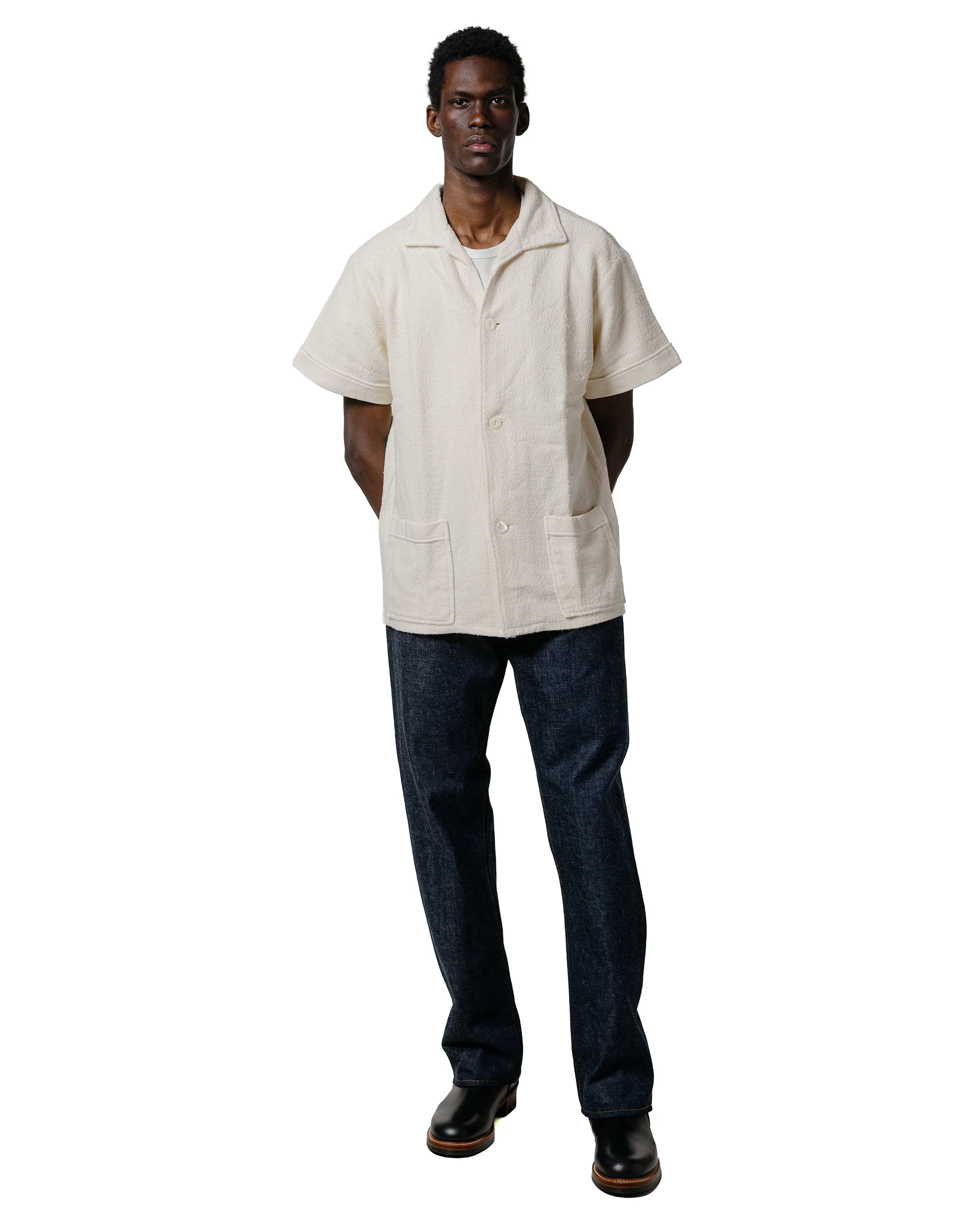 The Real McCoy's MC25001 Cotton Pile Beach Shirt Milk - Image 4