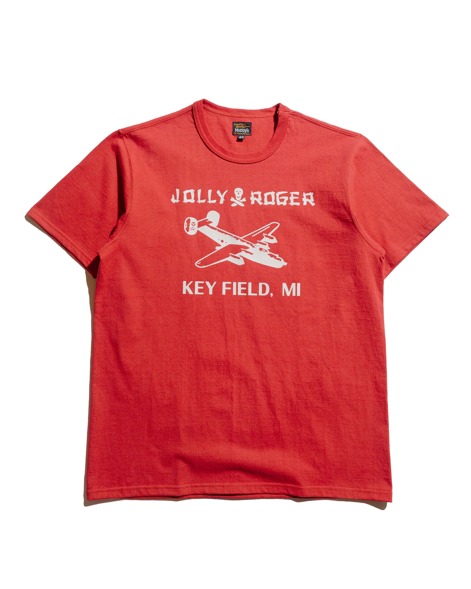 The Real McCoy's MC25003 Military Tee / Jolly Roger, Key Field Cherry