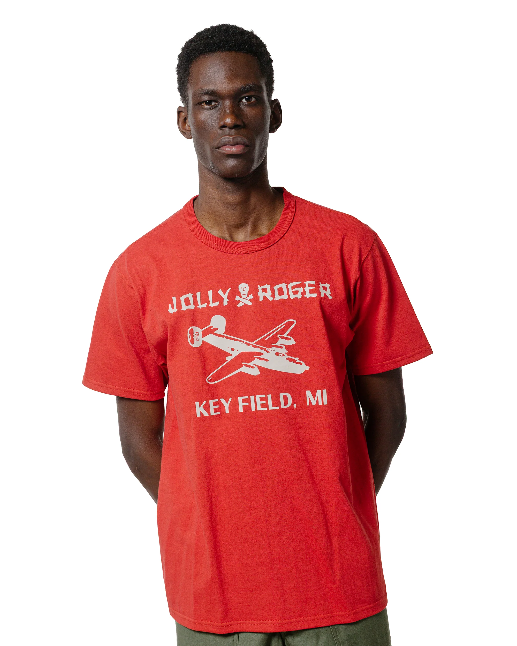 The Real McCoy's MC25003 Military Tee / Jolly Roger, Key Field Cherry - Image 2